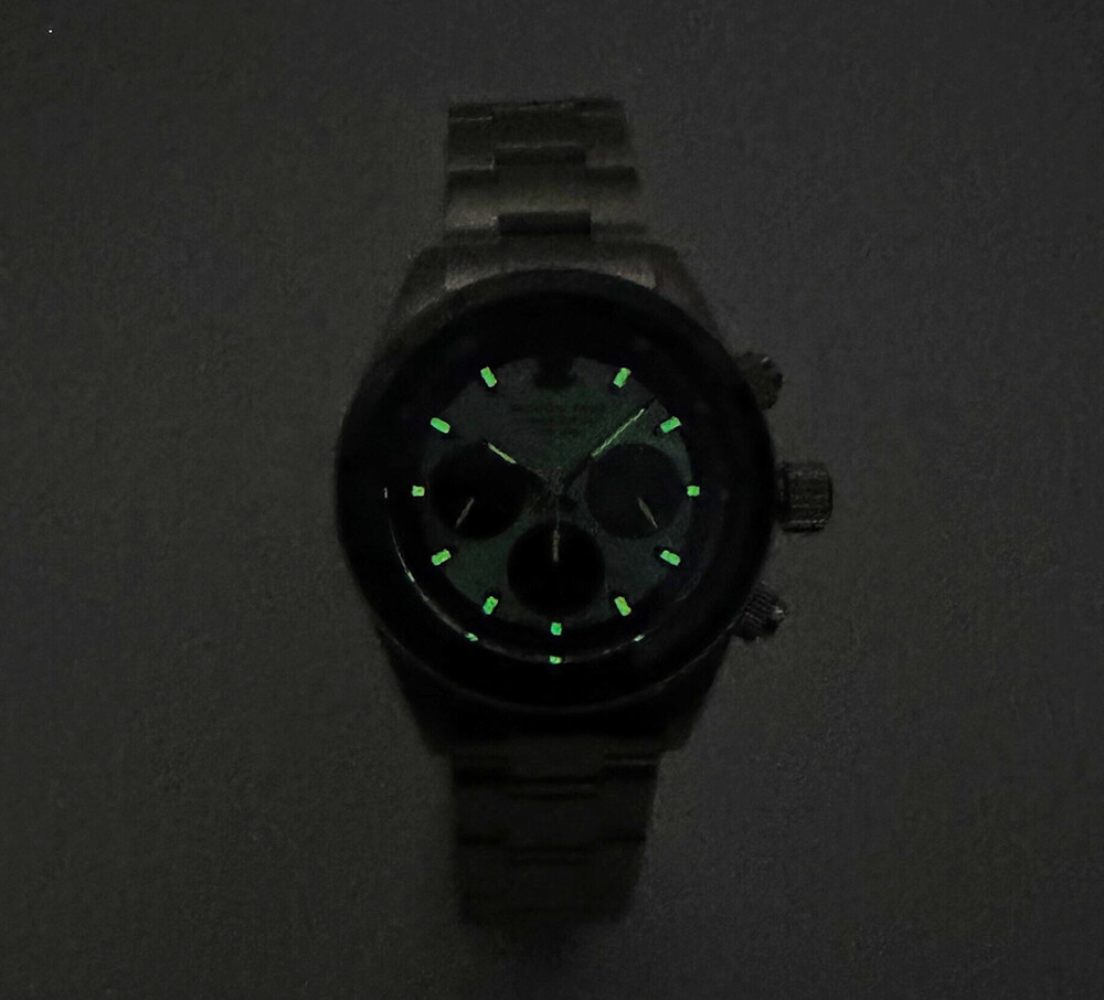 TACTICAL FROG VS75 Solar Quartz Chronograph Watch 41mm Paul Newman Panda No date