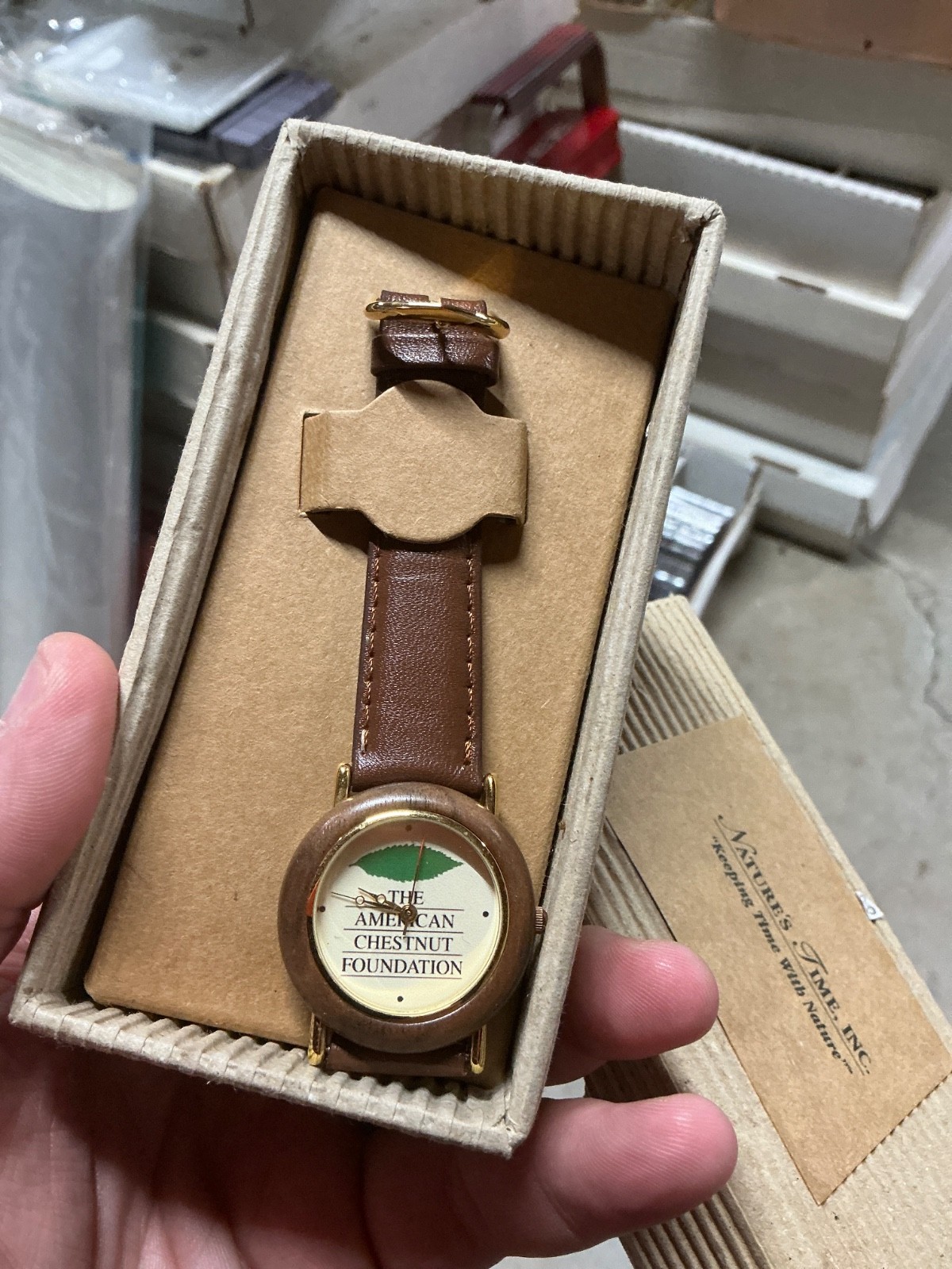 Nature’s Time Women Brown Leather & Wood Watch THE AMERICAN CHESTNUT FOUNDATION