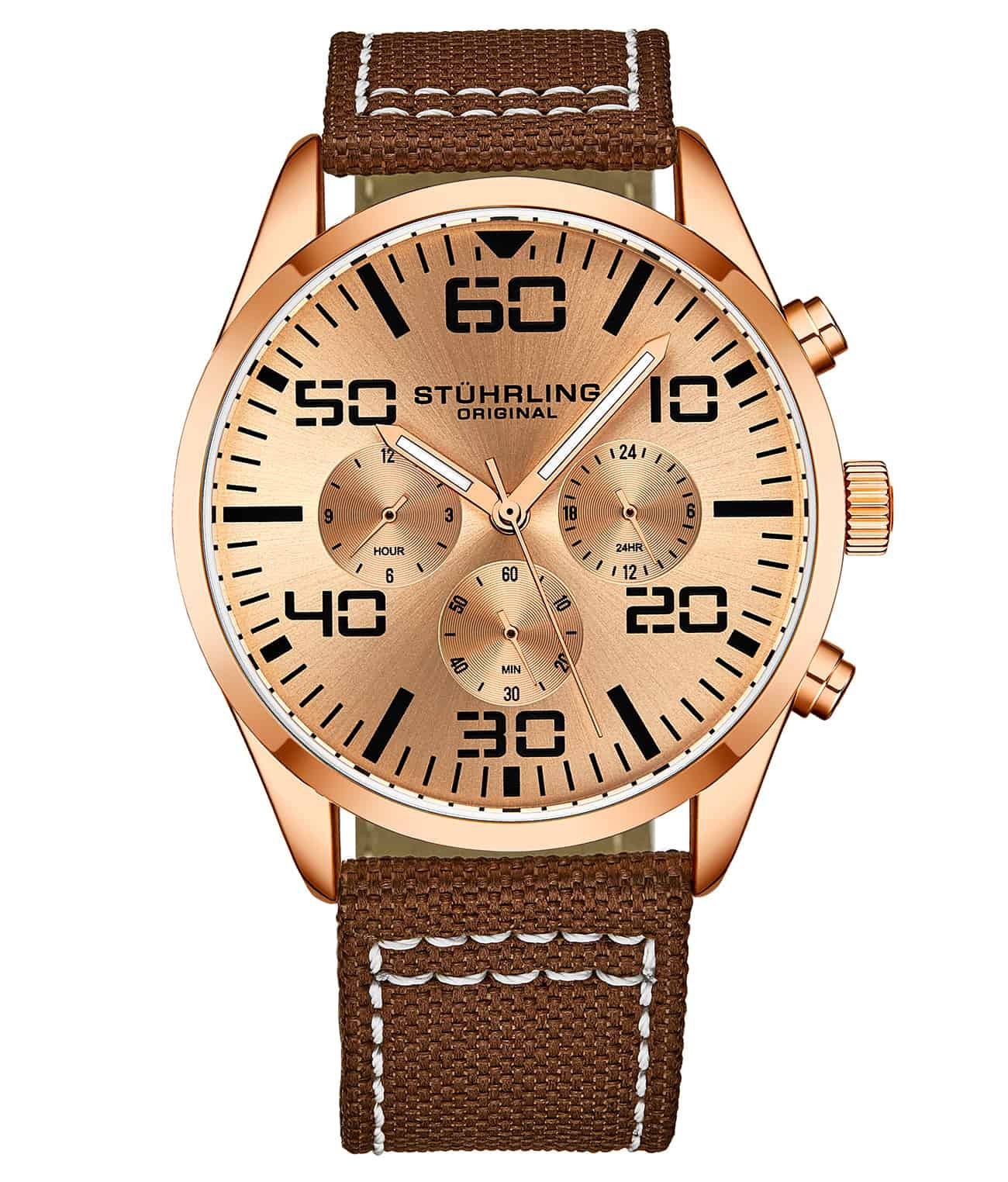 Aviator Rose Dial/ Brown Nylon | Rose Gold Dial Wristwatch 4001.5