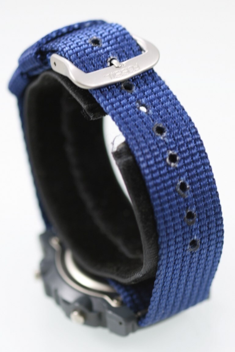 Lorus Men Watch 100m Gray Plastic Chron Light Alarm Date Blue Nylon Quartz