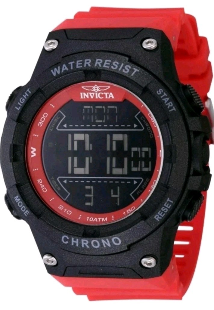 Invicta 47528 Men’s Racing 52mm Watch, Red, Black Dial 52mm Polyurethane Band