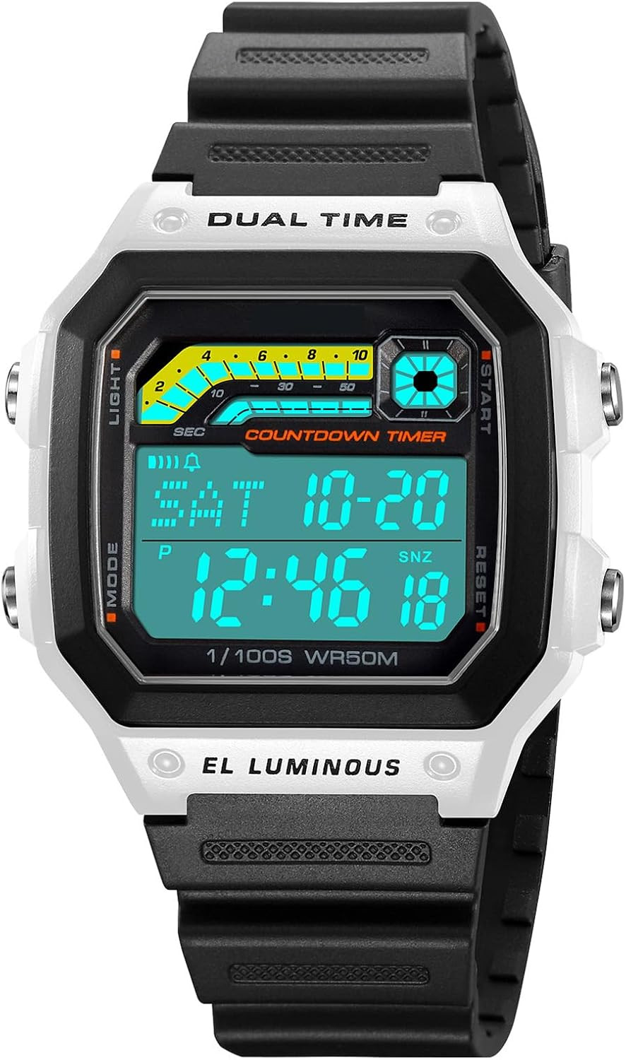 Men’S Digital Multi-Function Watches Dual Time Alarm Stopwatch Countdown Backlig