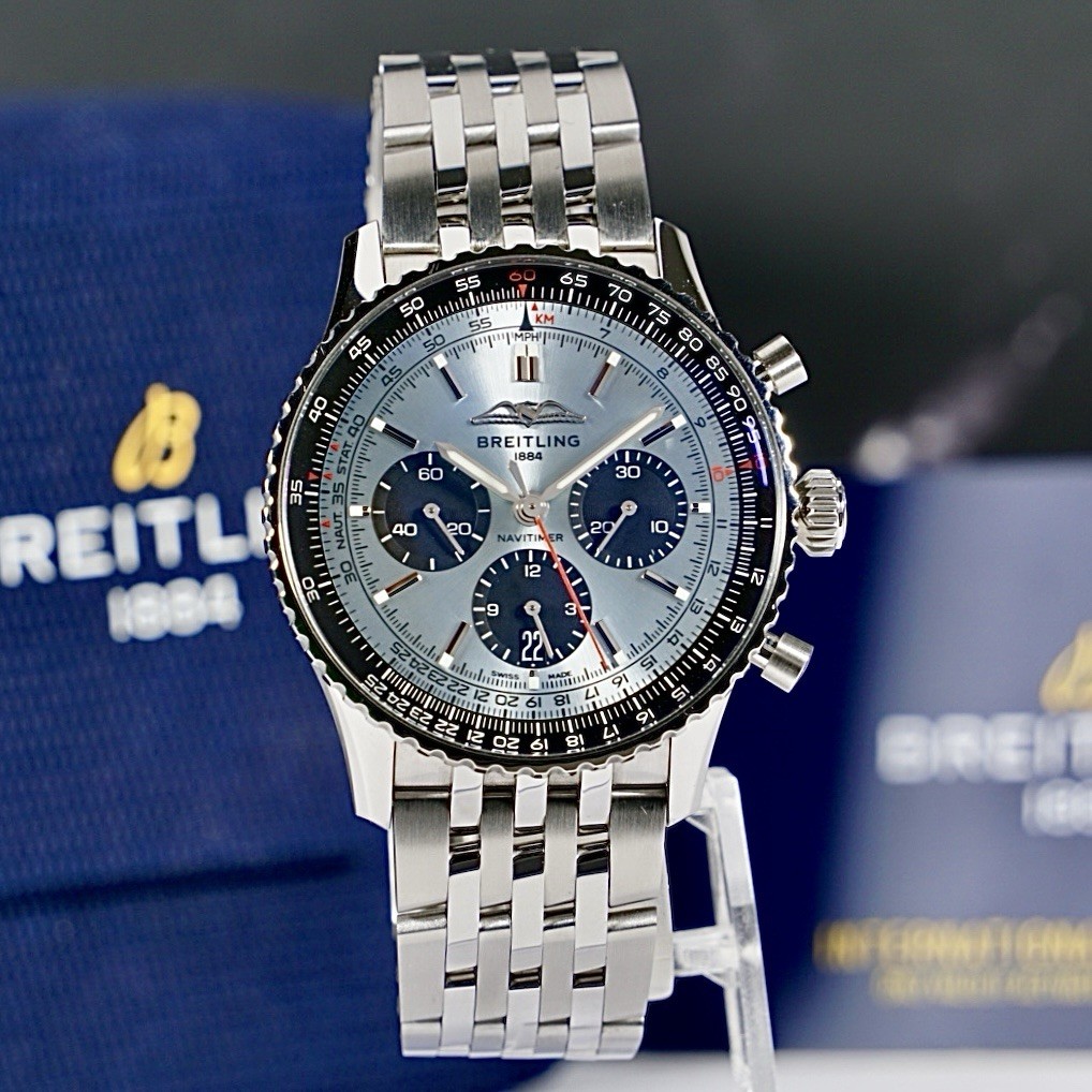 Breitling Navitimer B01 Chronograph 43 Ice Blue Dial AB0138 Full Set