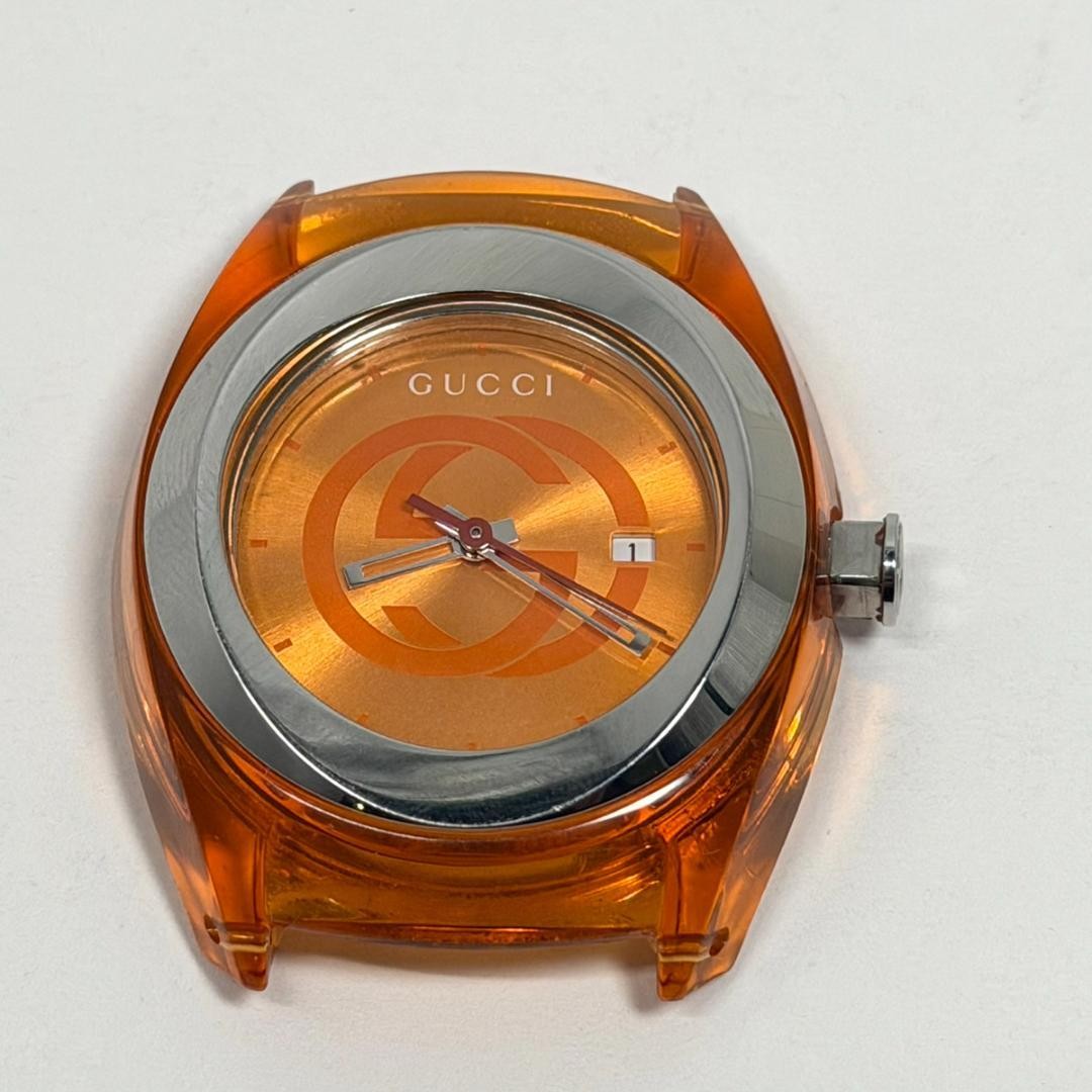 Gucci Sync 1373 Orange Quartz Unisex Watch Steel/ Rubber Strap Original Box