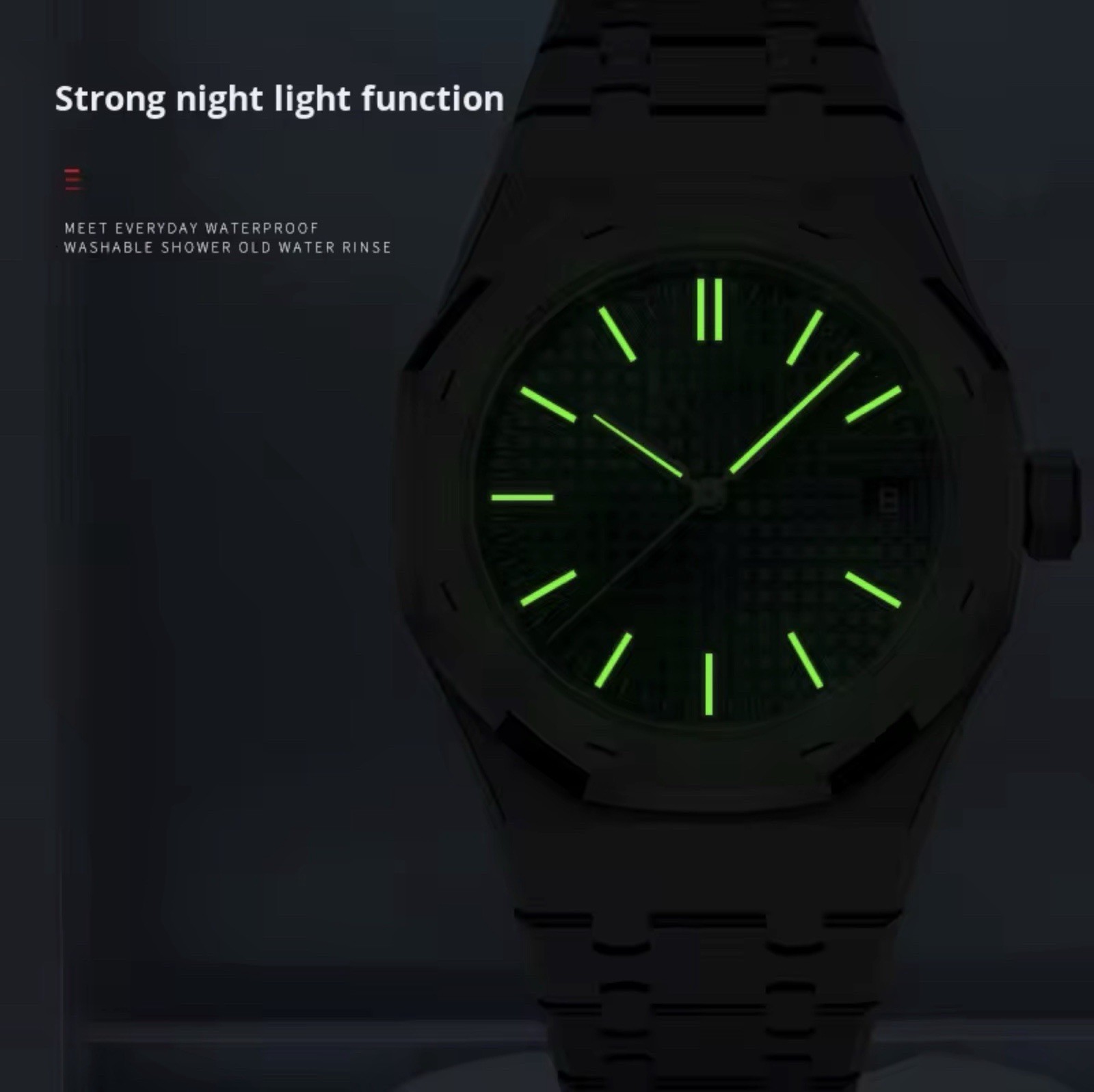 Men’s Skeleton Mechanical Luminous Waterproof Octagon Shaped Date Window Watch