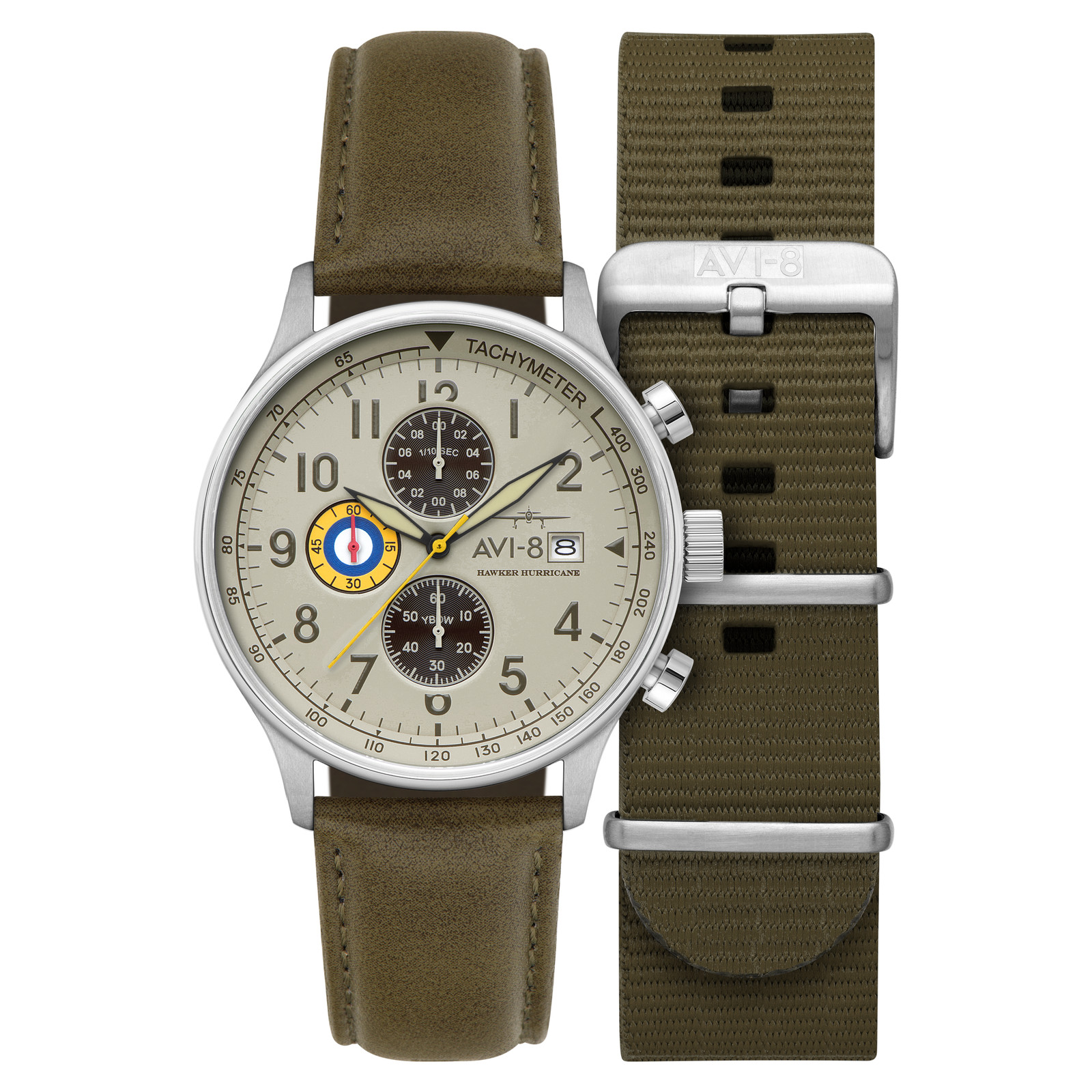 Classic Chronograph Khaki / Leather | Khaki Dial Wristwatch AV-4011-1B