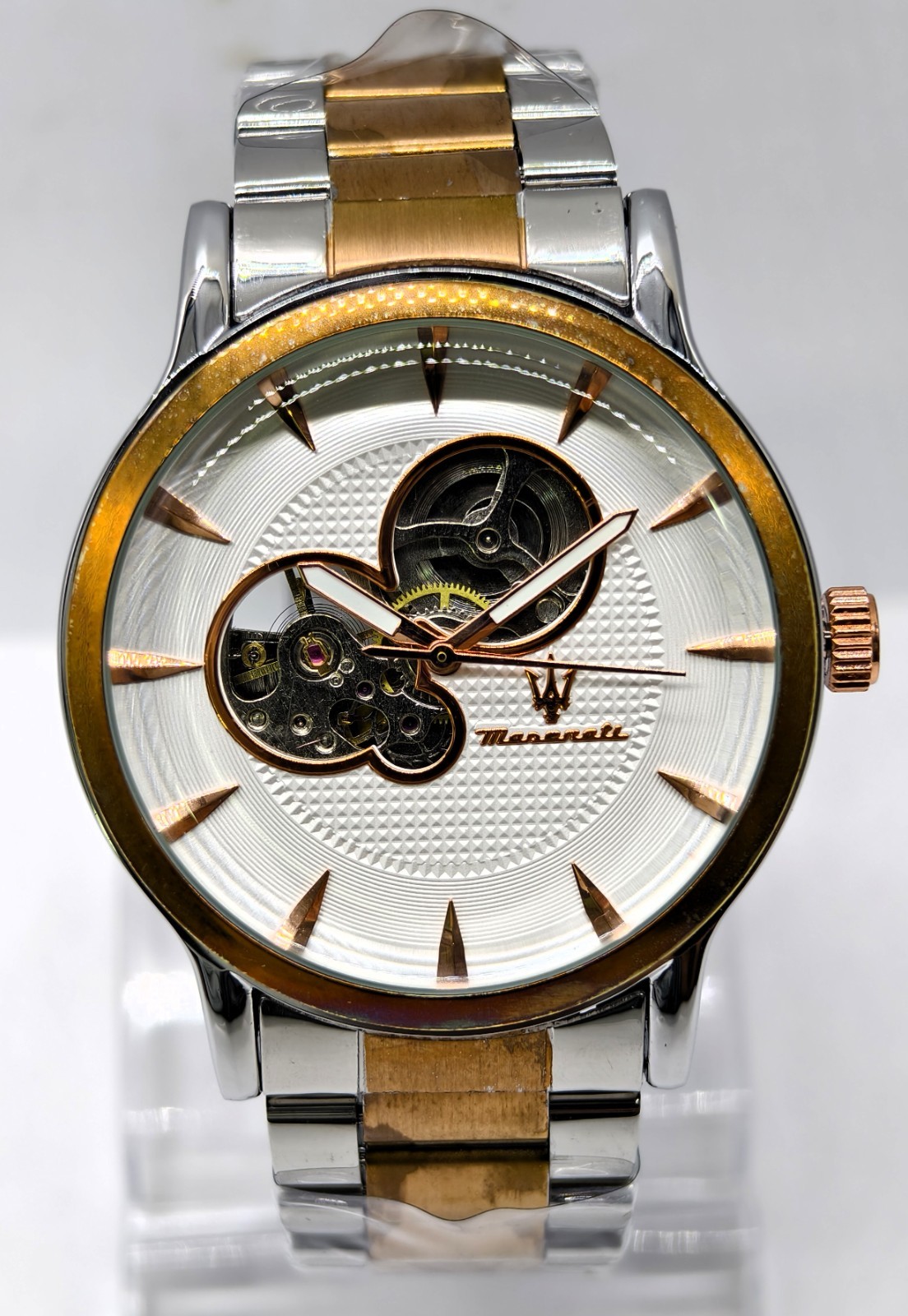 Excellent Maserati White Dial Automatic Dual Tone Band Men’s Wrist Watch