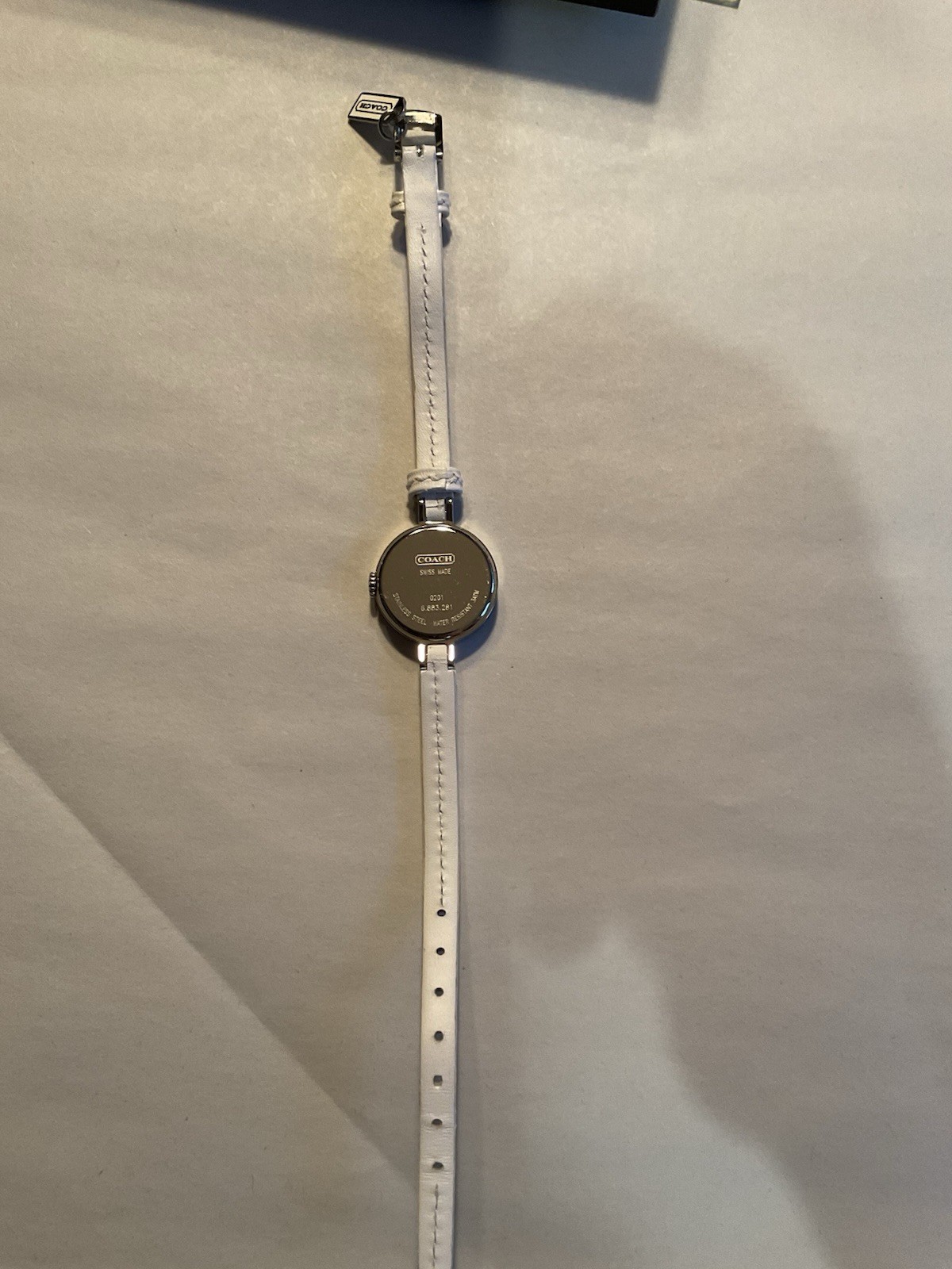 Coach Scribbles Watch Multicolor Logo Dial White Band Swiss Made Needs Battery