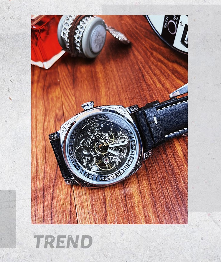 Fully automatic mechanical men’s watch waterproof genuine leather