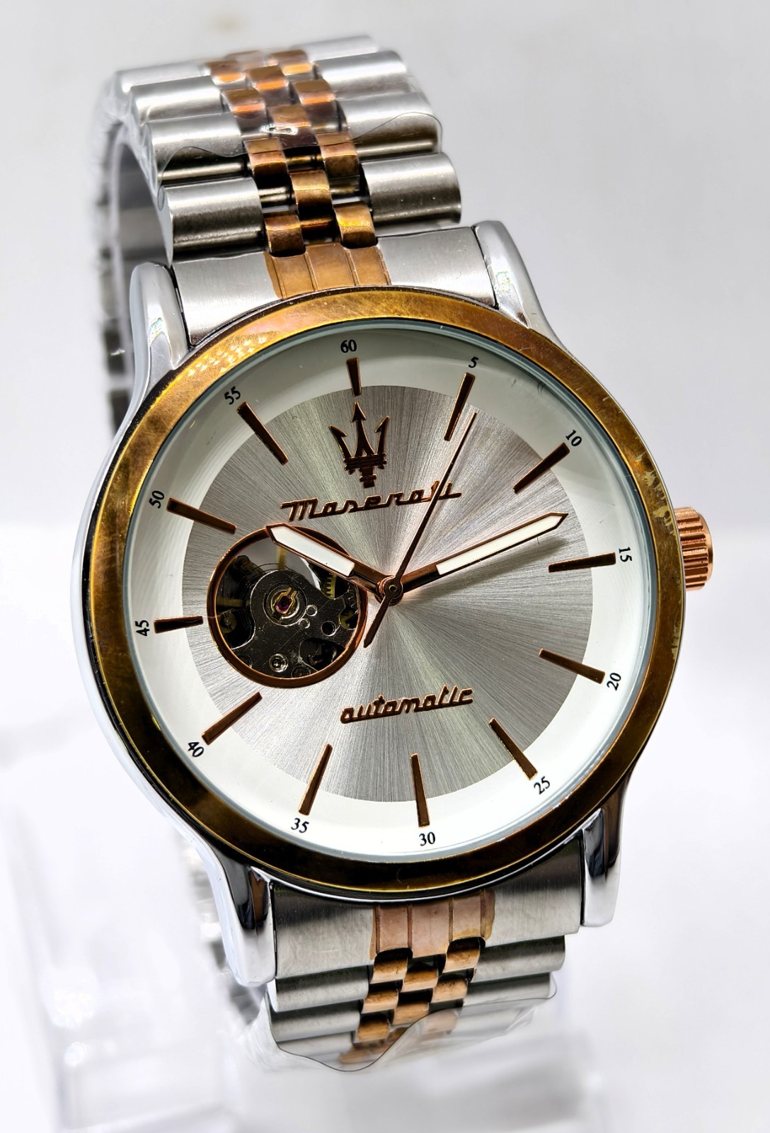 Awesome Maserati Automatic White Dial Dual Tone Band Analog Men’s Wrist Watch