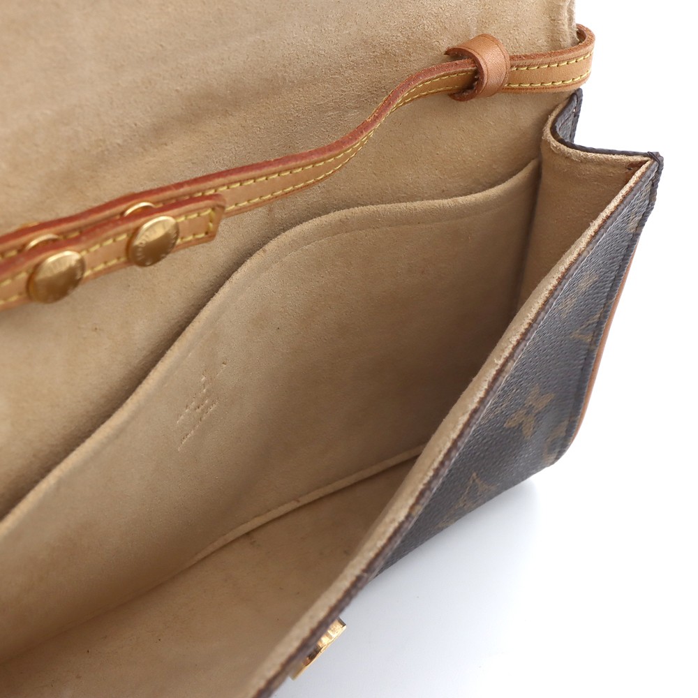 LOUIS VUITTON Monogram Pochette Twin GM M51852 Clutch Shoulder Bag Brown Women