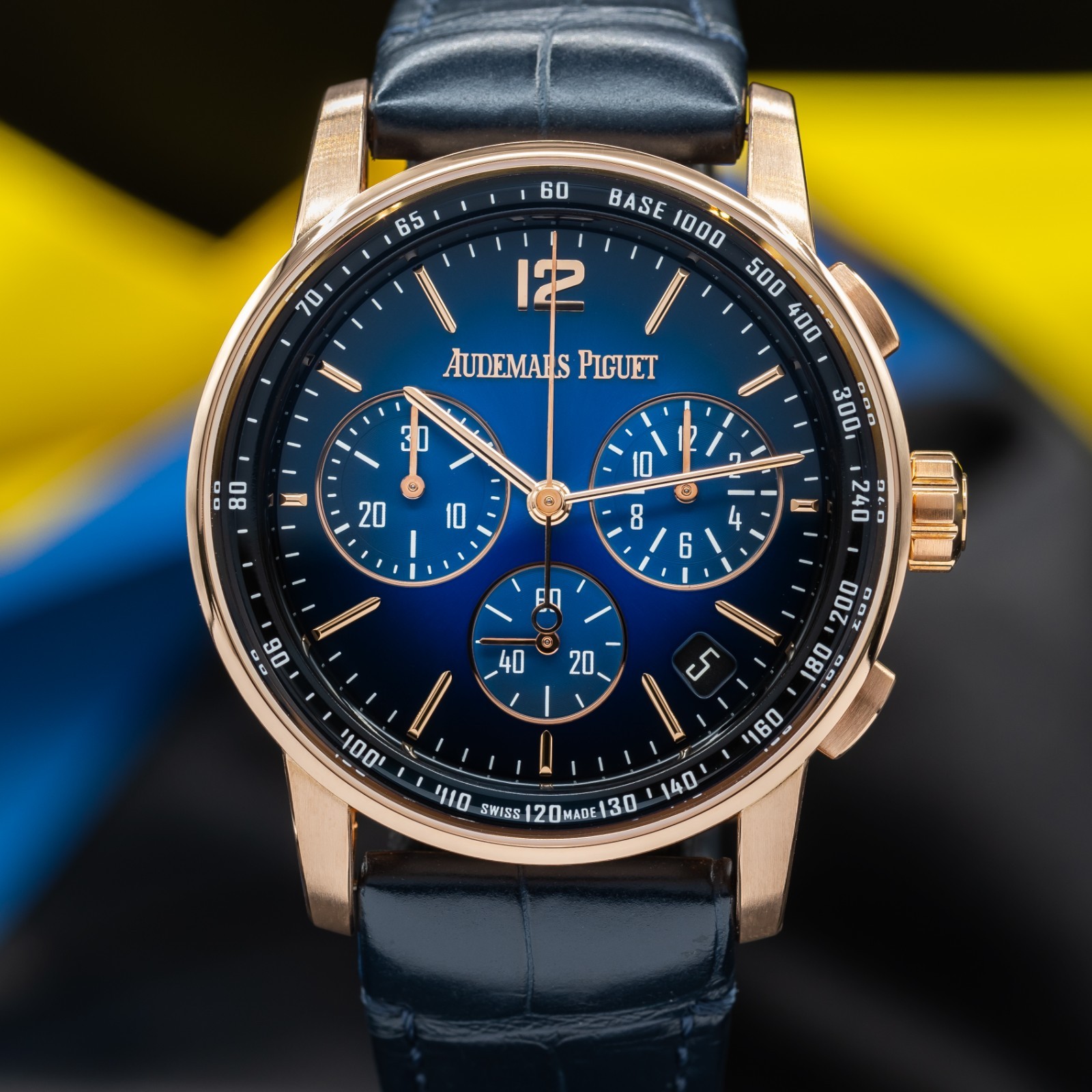 Audemars Piguet Code 11.59 18K Rose Gold Chronograph Blue Men’s Watch 26393OR