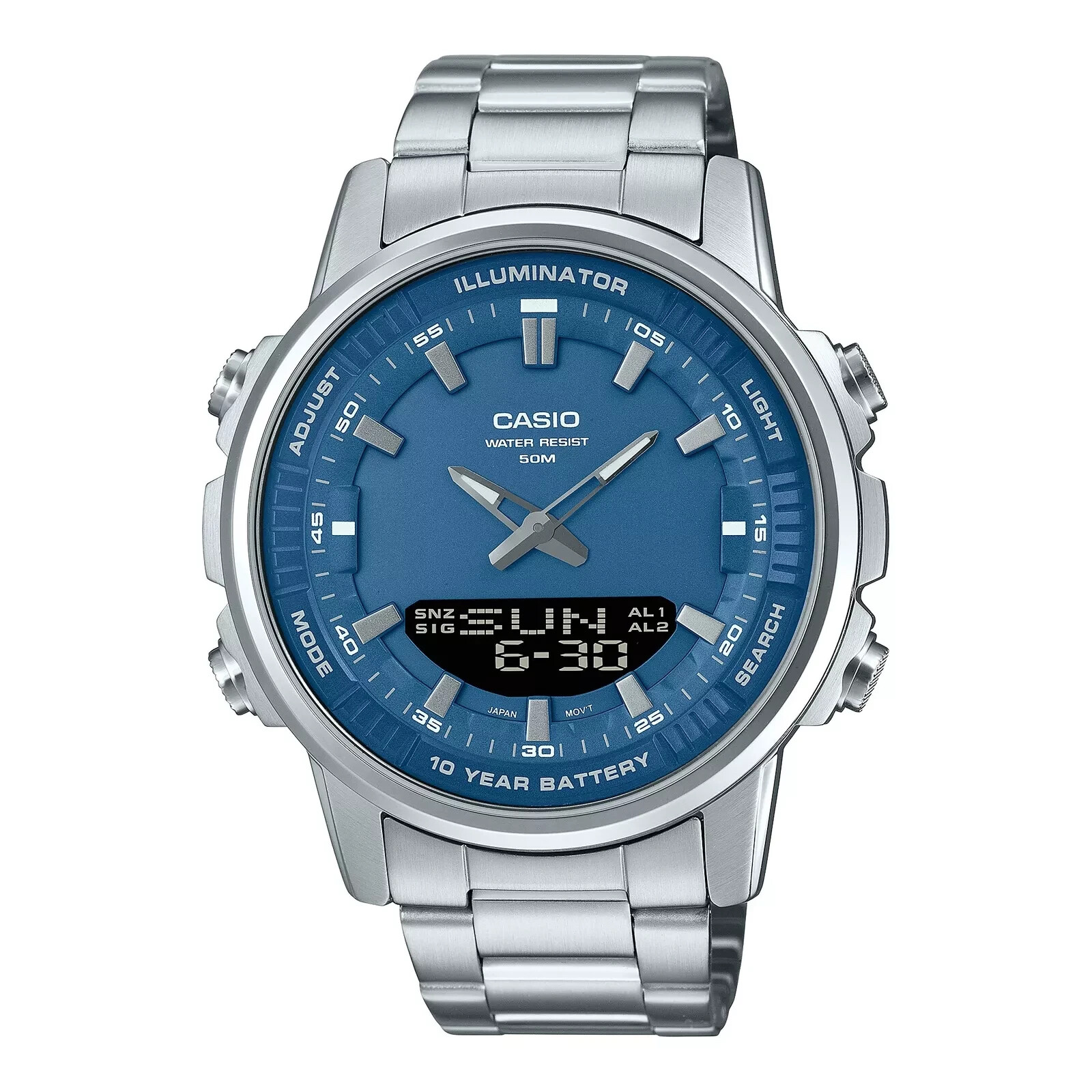 Casio Blue AMW880D-2A1 Ana-Digi Sporty Design Stainless Steel Band Watch