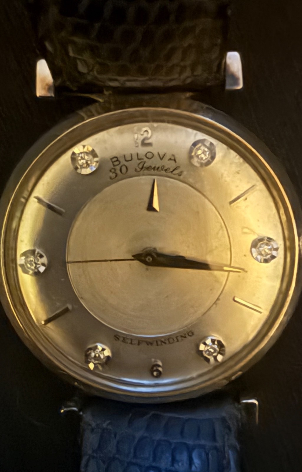 Vintage 1960 Bulova “30” Mystery Dial Watch – 10K Gold Filled – Silver Sunburst