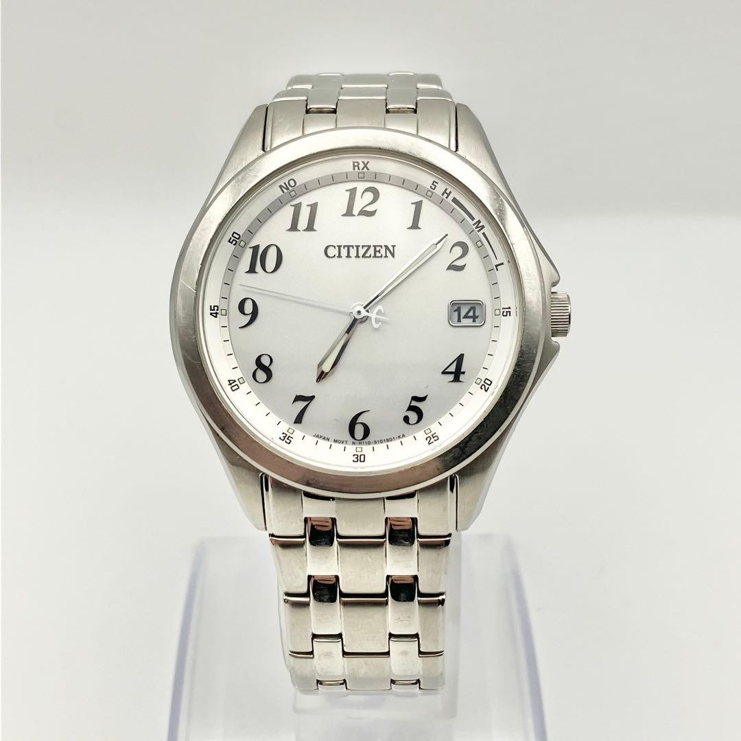 Working condition Citizen radio-controlled solar watch H110, white dial, m【USED】