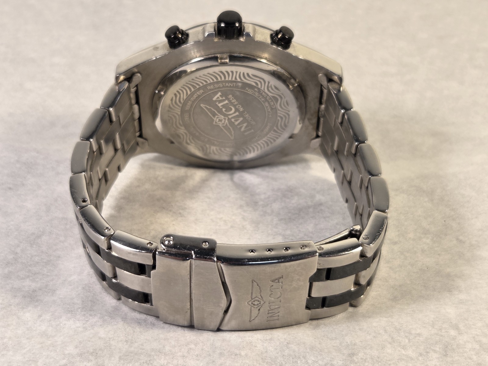 Invicta Men SPECIALTY 8656 CHRONOGRAPH Black Dial All-Stainless 100 Meters 45mm