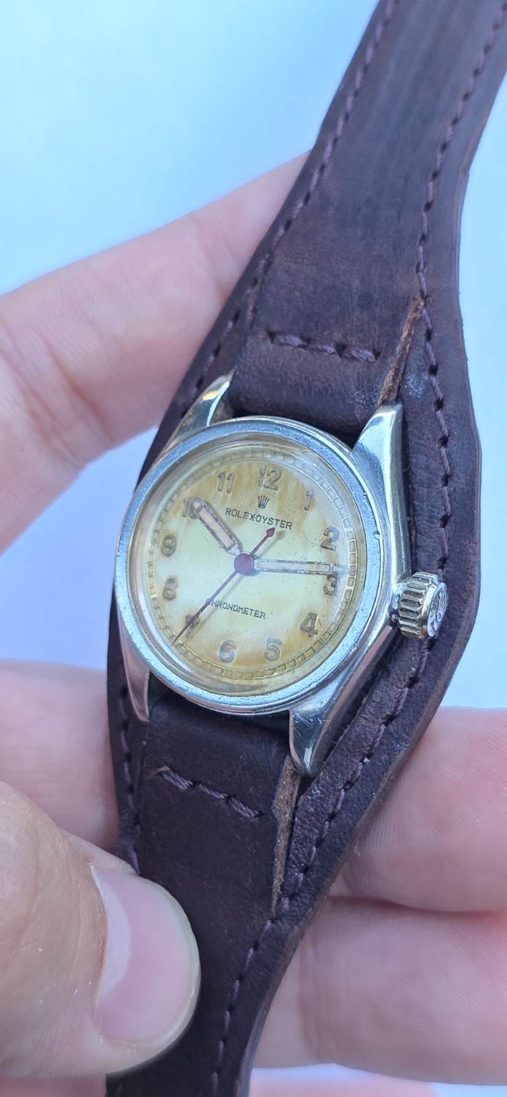 Vintage ROLEX Oyster Chronometer Ref 2595 Military 29mm Patina Dial Manual Watch