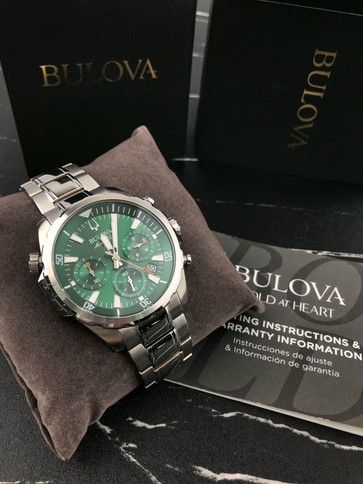 Bulova 96B396 Marine Star Green Dial 43mm Stainless Steel Men’s Wristwatch