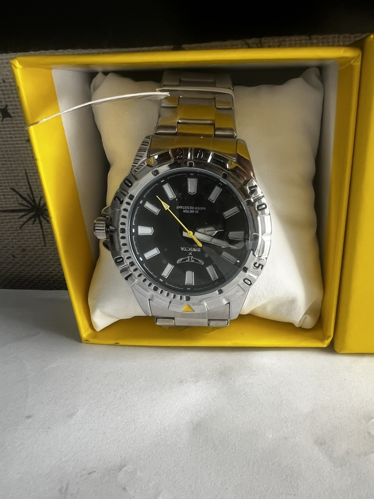 Invicta Men’s Quartz Stainless Steel 45mm Black Dial Bracelet 30m w/Box