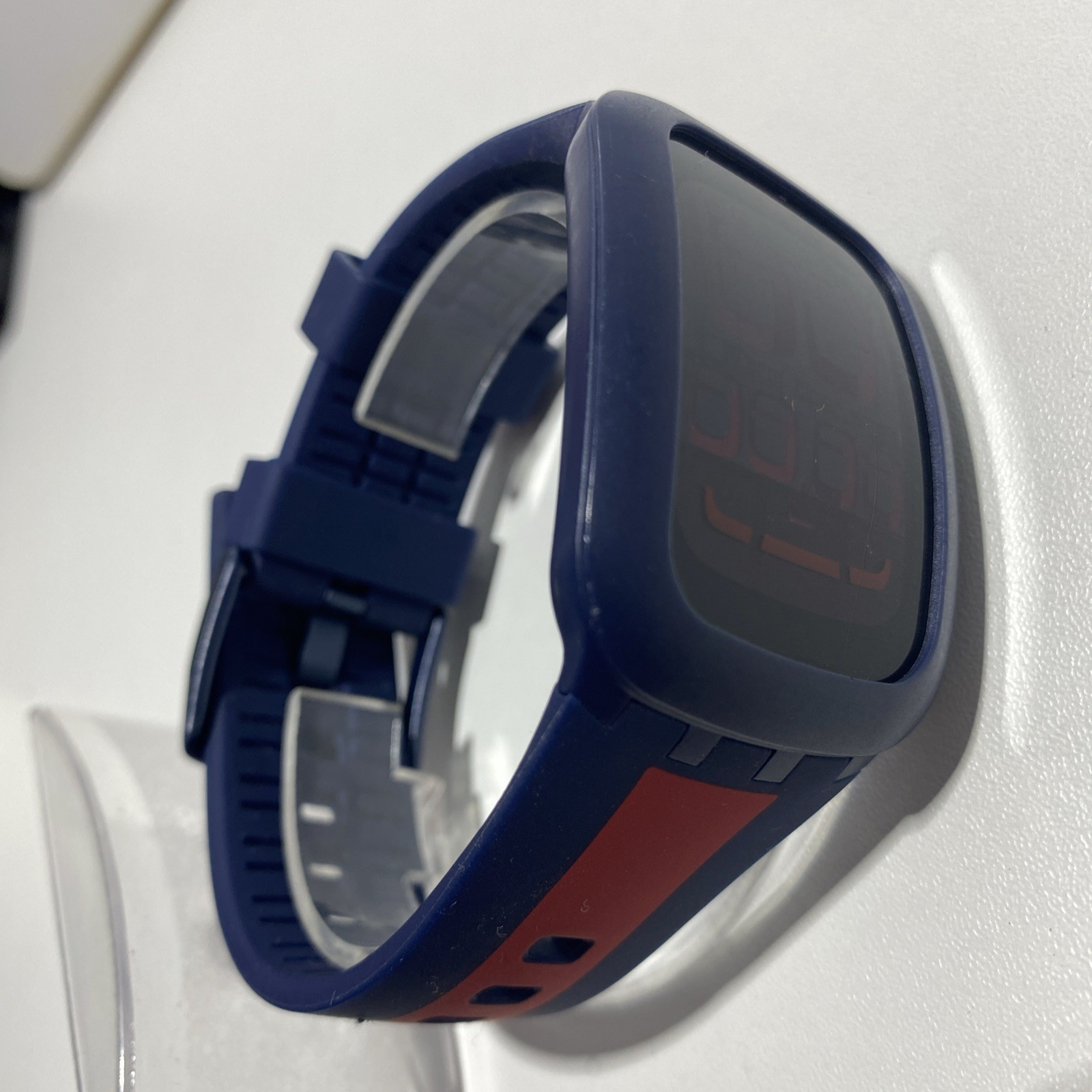 Swatch Touch DARK BLUE Black Dial Navy Blue &Red Silicone Digital Watch.