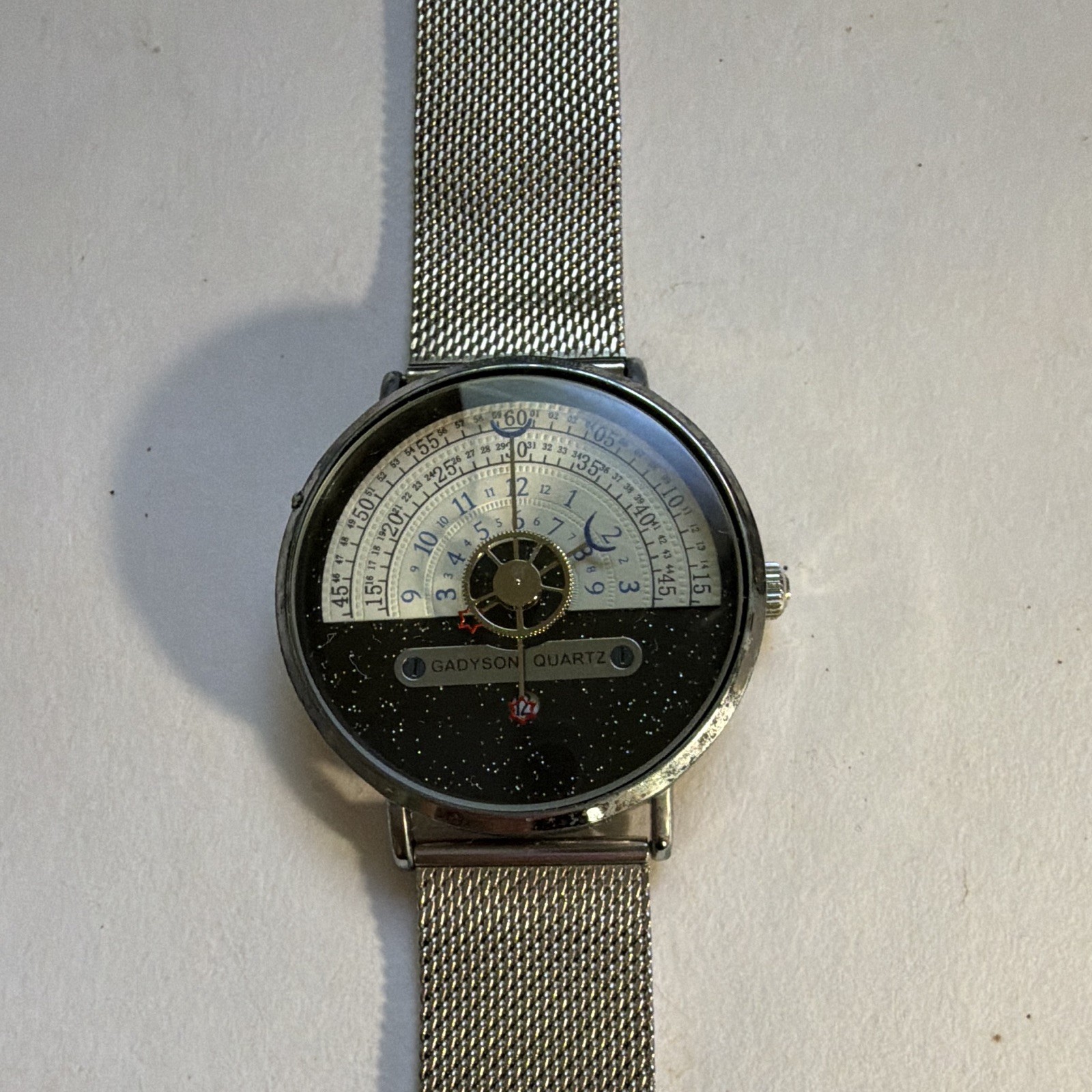 Gadyson Quartz 40mm Silver Stainless Steel Black/White Arabic Dial Mesh Band