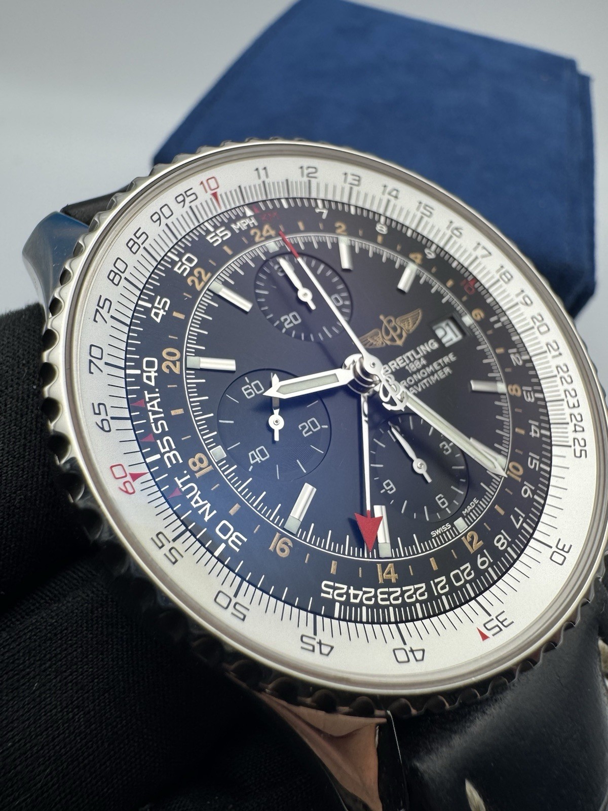 Breitling Navitimer A24322 46mm Extra Strap Black Dial Stainless Steel Watch