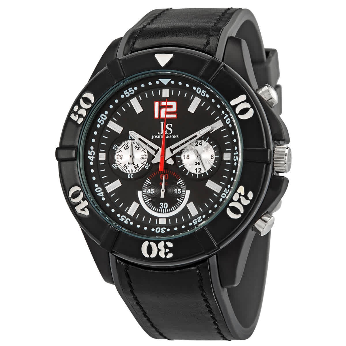 Joshua and Sons Chronograph Black Dial Black Leather Men’s Watch JS51GY