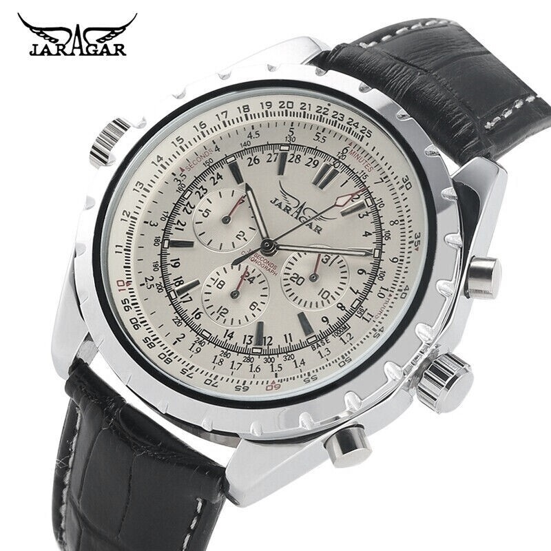 JARAGAR Automatic Watch Mens Analogue Classic Luxury Skeleton Dial Wrist Watch