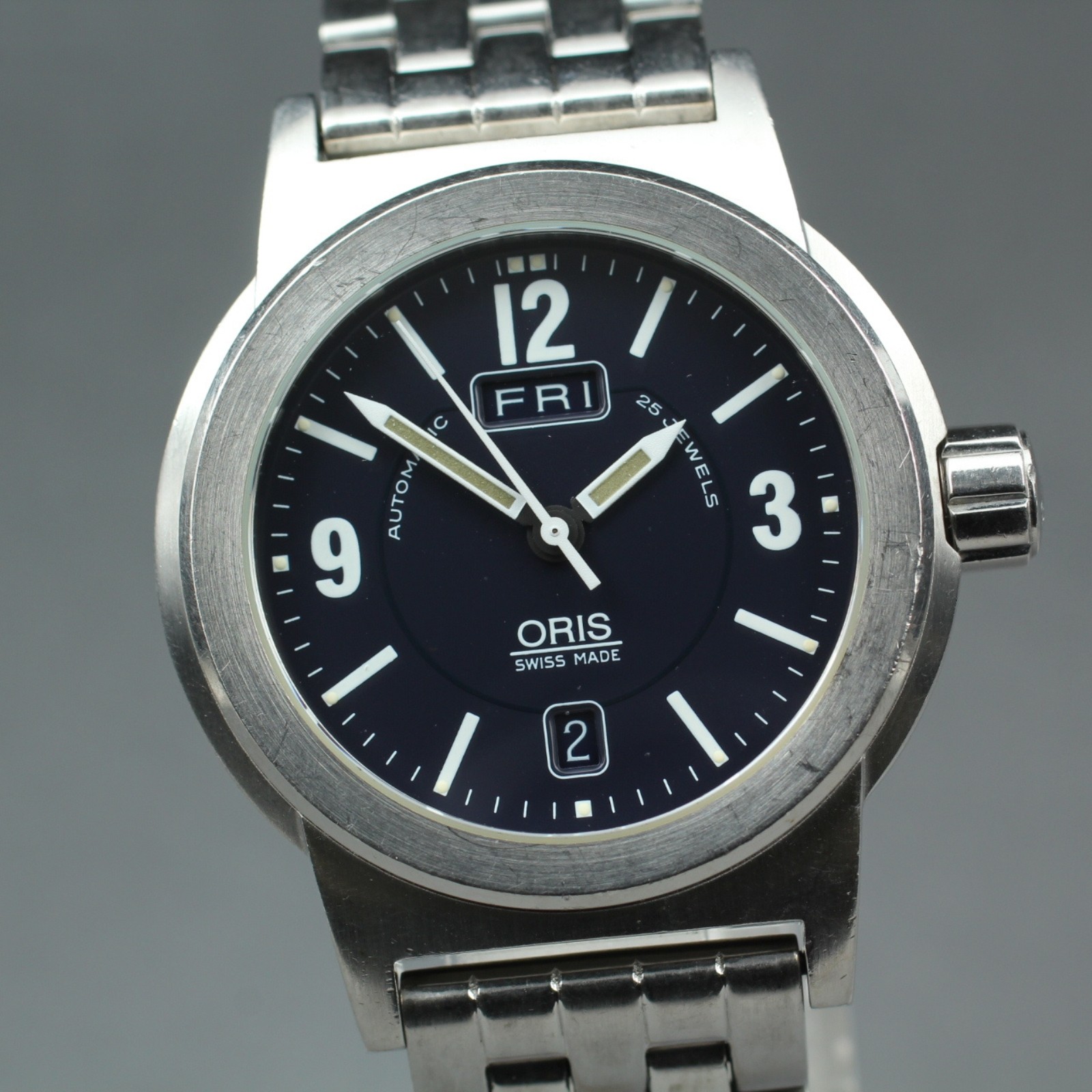 Vintage ORIS Big Crown 7500 Automatic Black Day/Date Boys Watch 40mm JAPAN