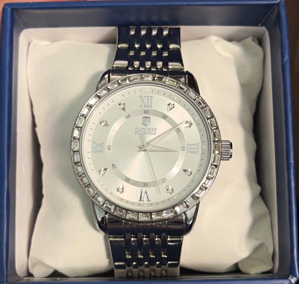 Montres Prestige Unisex Silver Quartz Dress Watch Roman Gem Markers Box