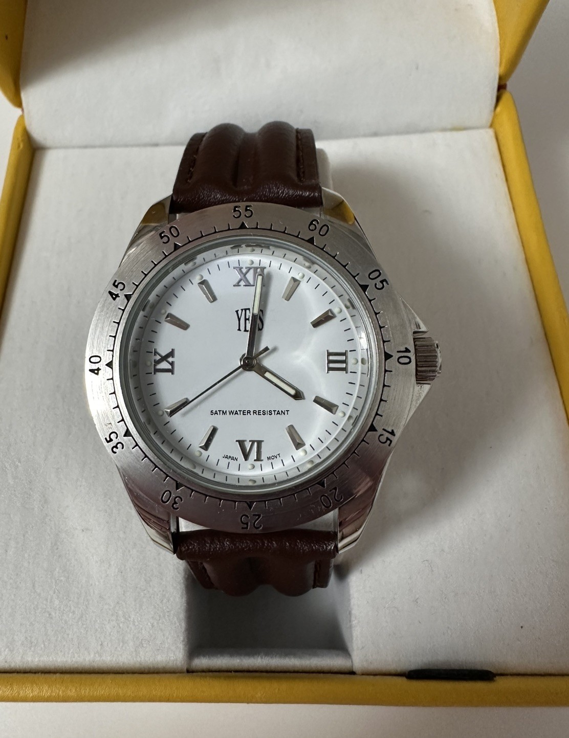 Men’s Yess Wristwatch M6608 Dark Brown Leather Strap Original Gift Box