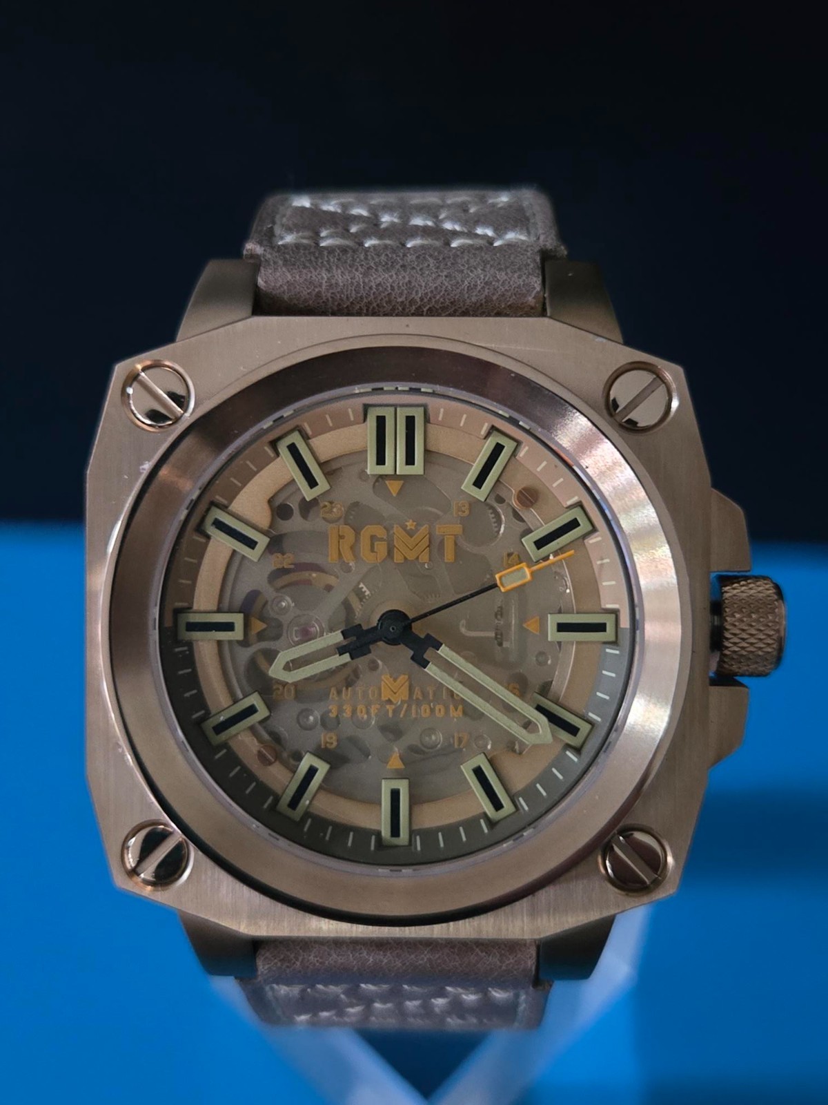 RGMT ALTIMETER AUTOMATIC SKELETON KHAKI BROWN WR10ATM RG8084