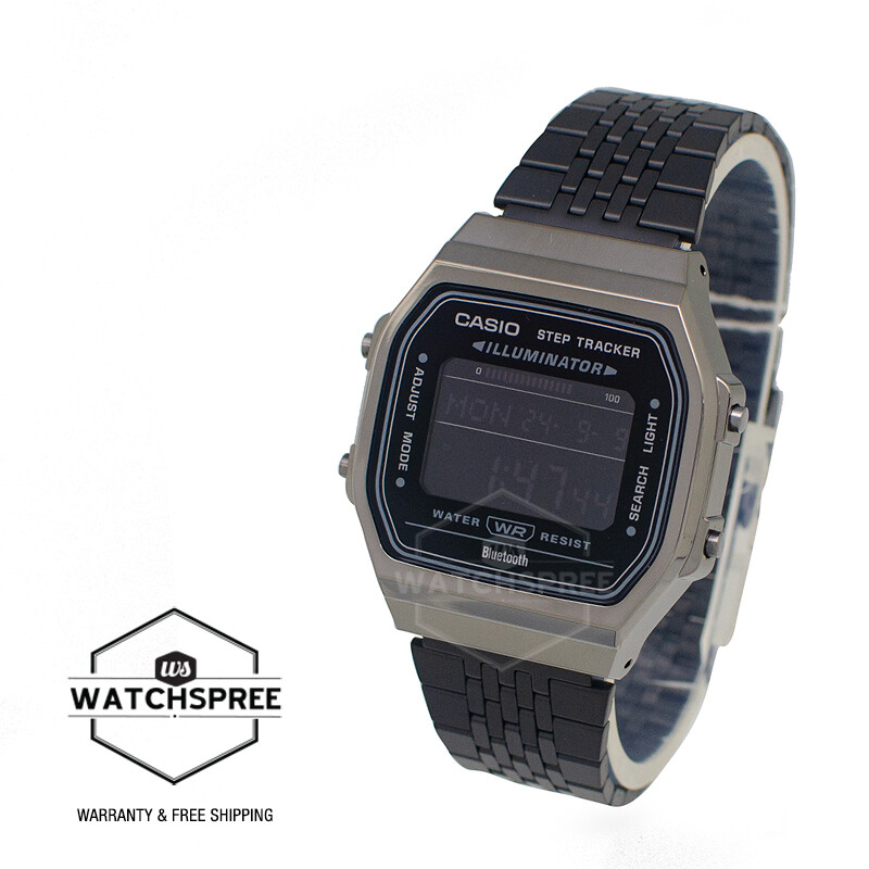 Casio Vintage Bluetooth® Step Tracker Black S.Steel Band Watch ABL-100WEGG-1B