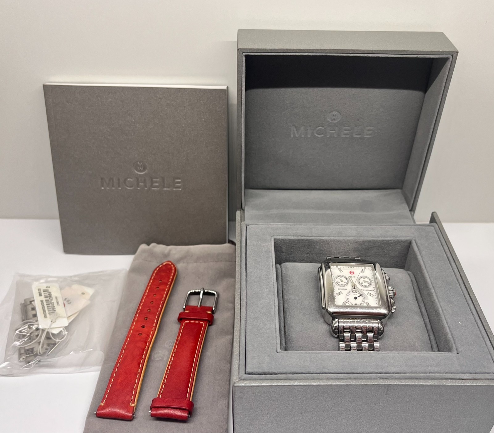 Michele Deco MW06P00A0046 Diamond Dial Chronograph Stainless Steel Women’s Watch