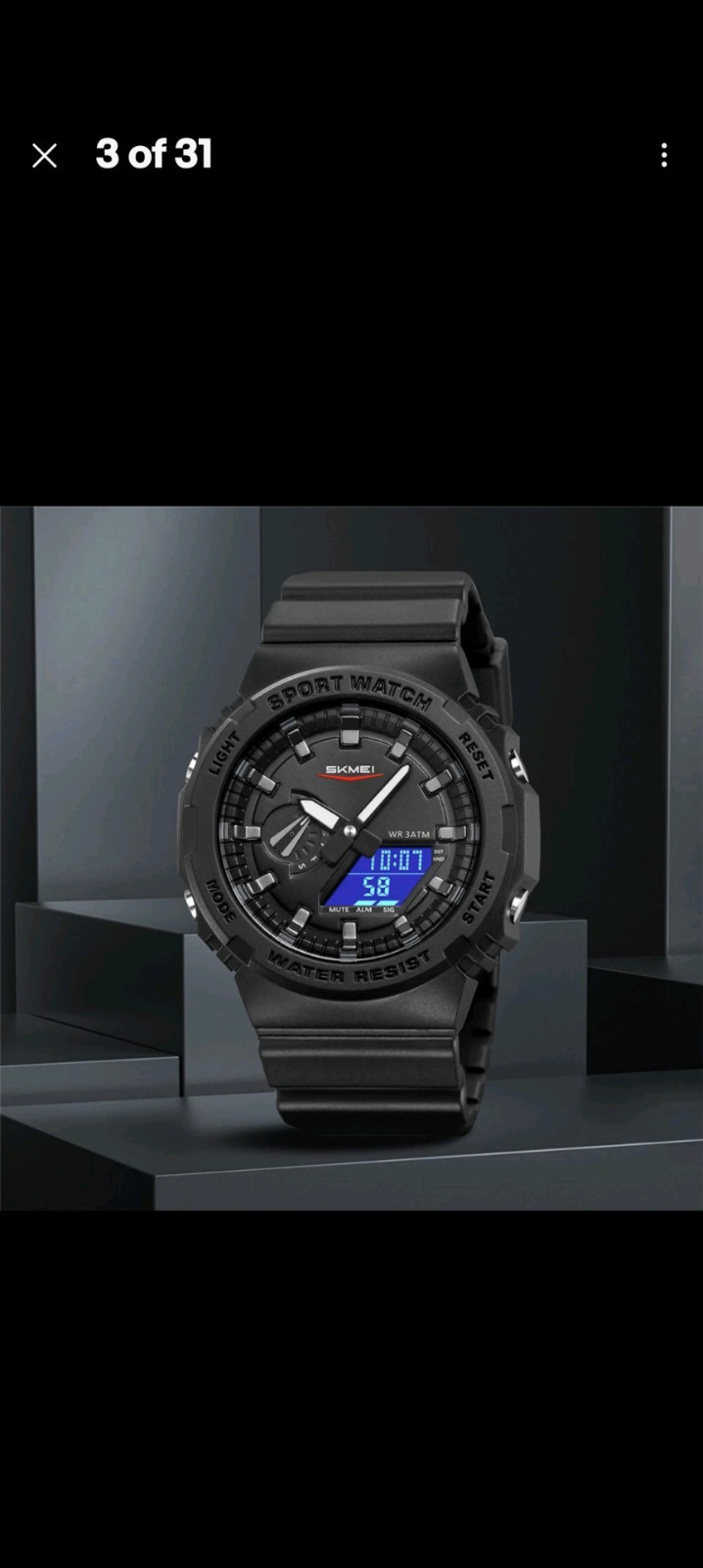 SKMEI Men’s Digital Military Watch LED Silicone Band Countdown Quartz Wristwatch
