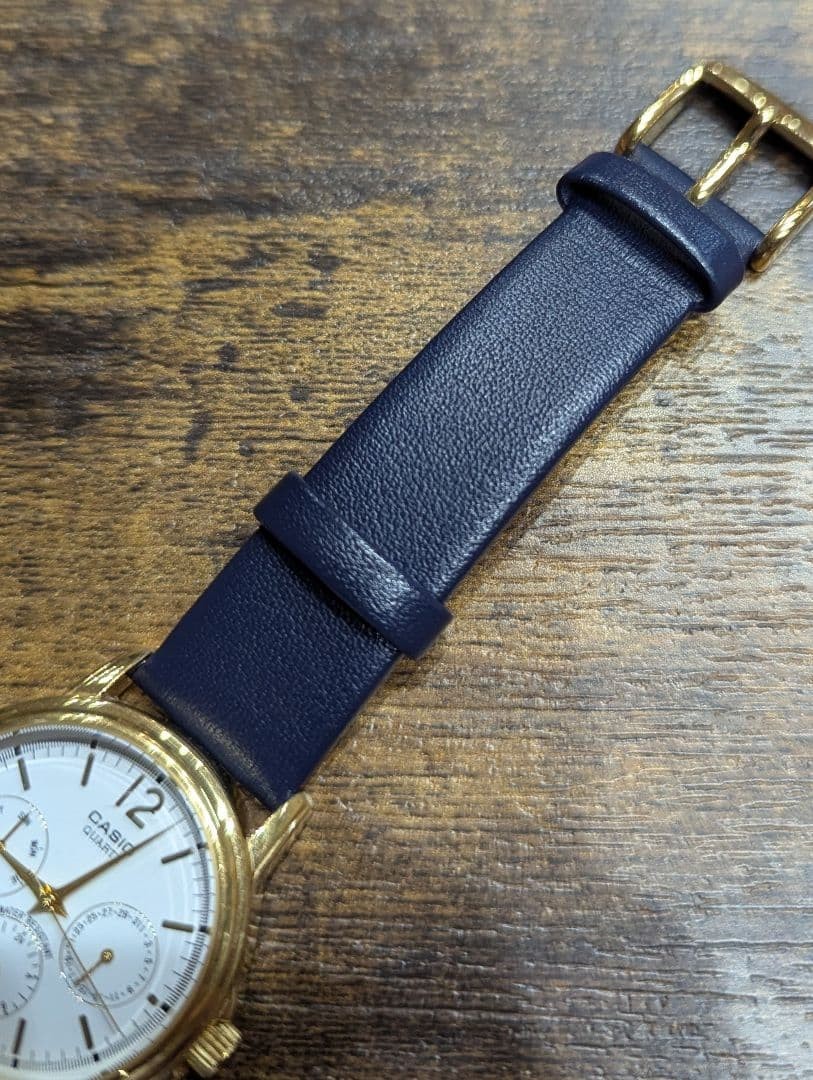 Battery replaced. CASIO Collection MTP-1174 wristwatch, gold.