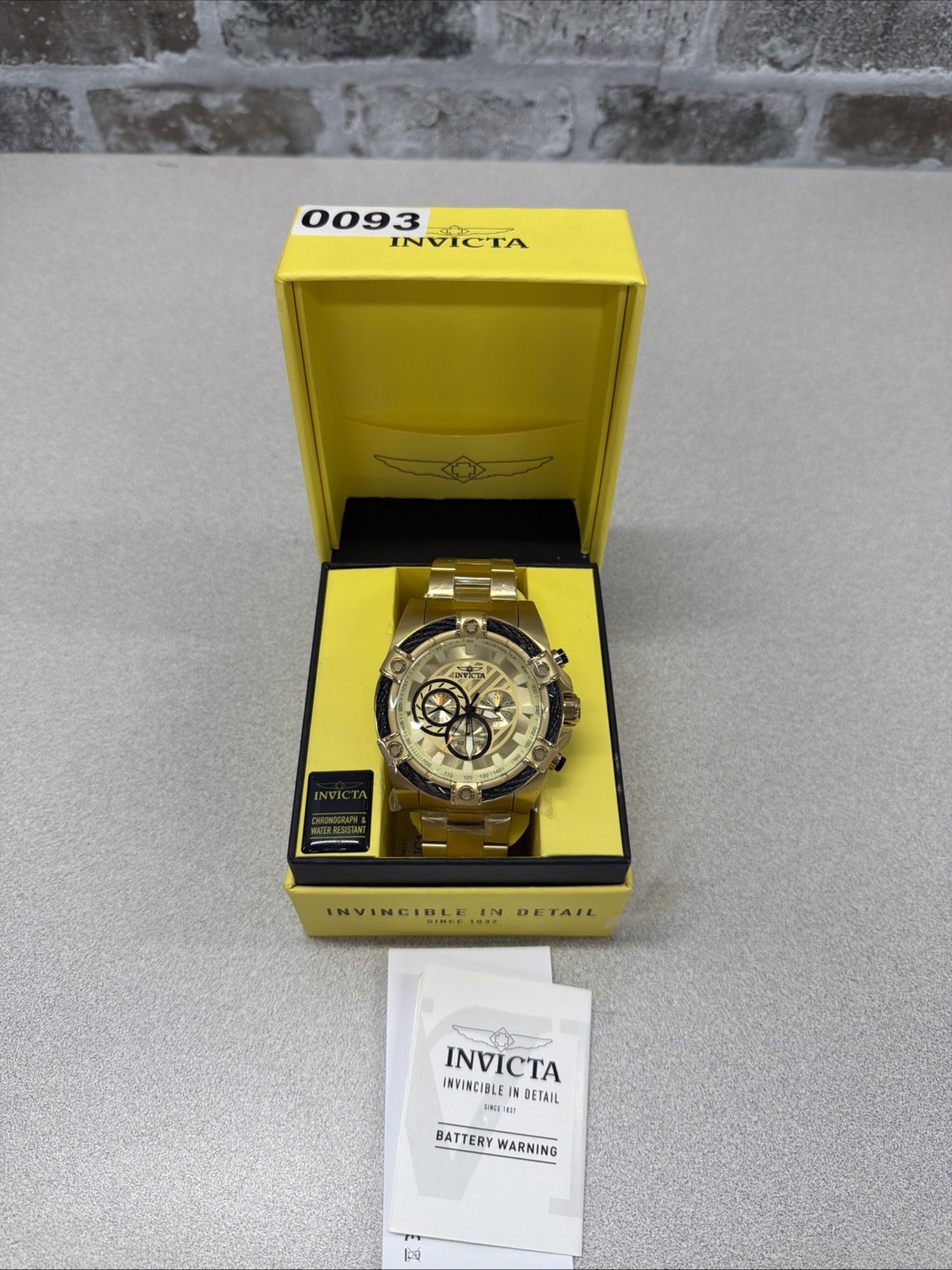 Invicta Bolt Men 52mm 25515 Chronograph gold/sunray Dial Gold Tone NIB
