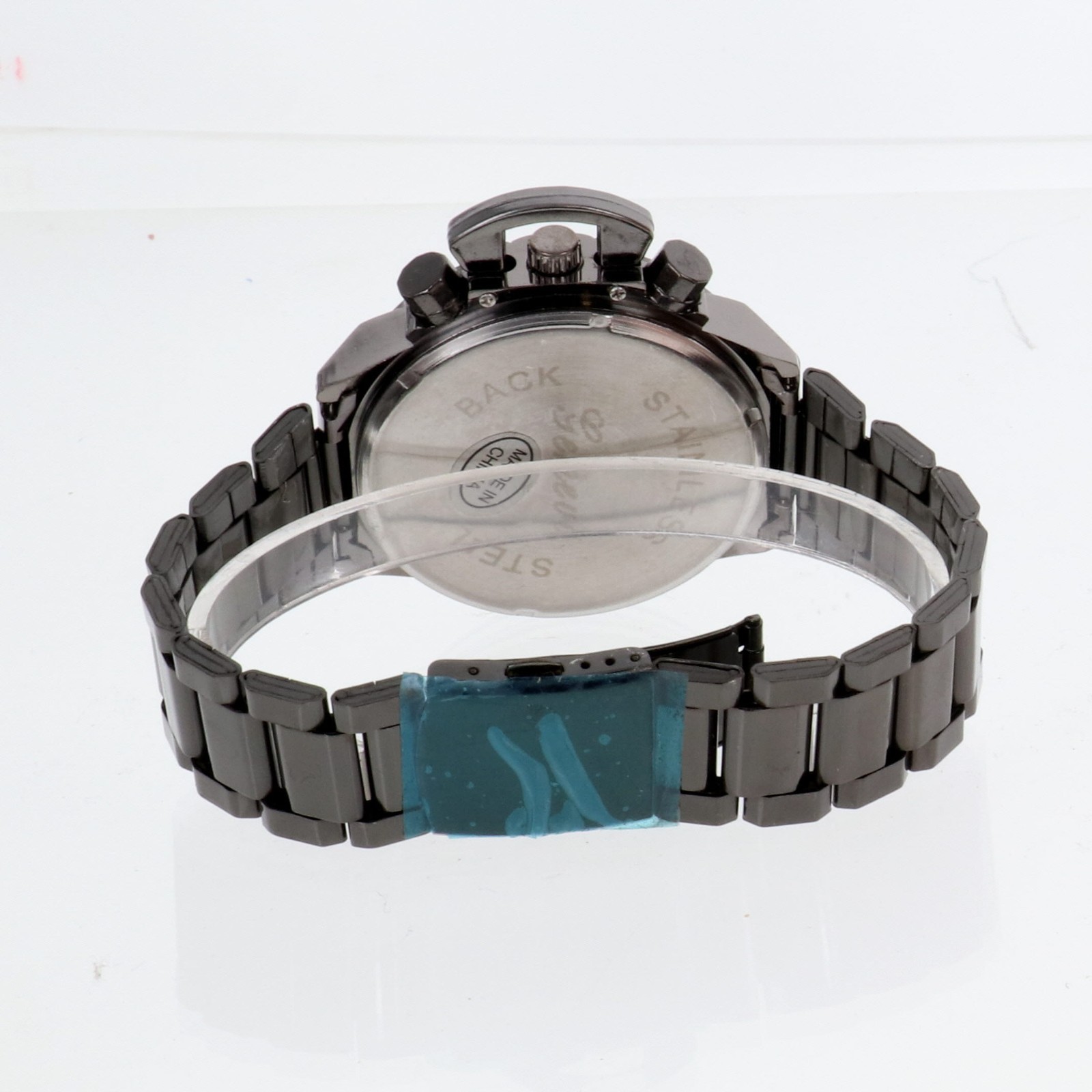 Geneva collection Men’s Oversize Watch & Crown Gun Finish Metal Band 61mm Wide