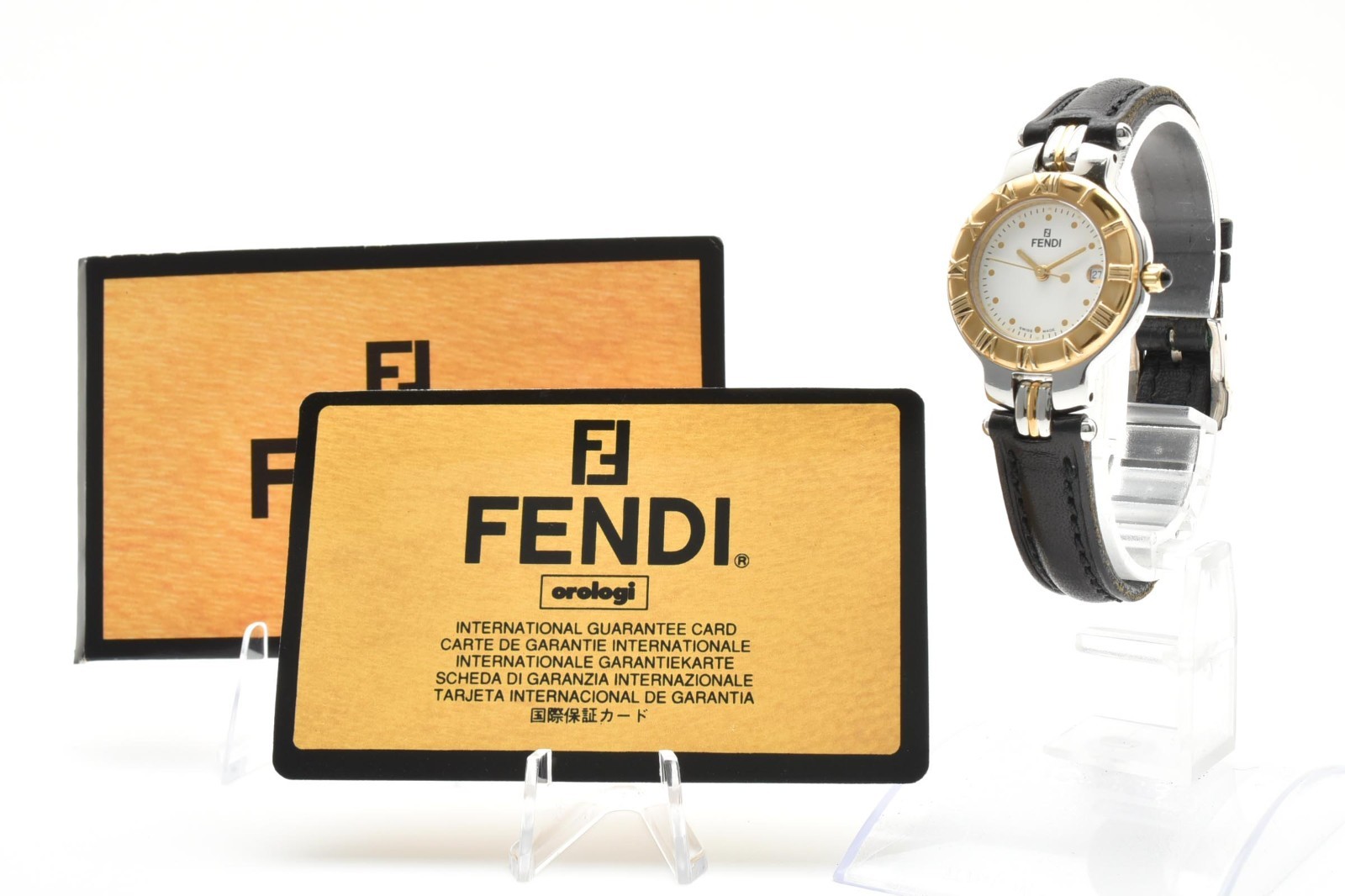 Vintage [Near MINT-] FENDI Orologi 900L White Dial Gold White Ladies Watch Date