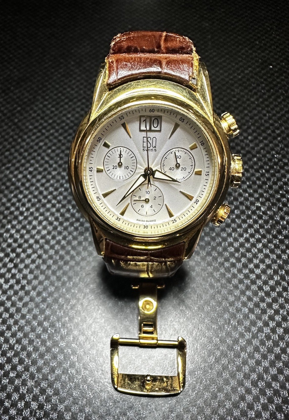 ESQ Swiss Made by Movado Chronograph E5299 Stainless Steel Gold Tone