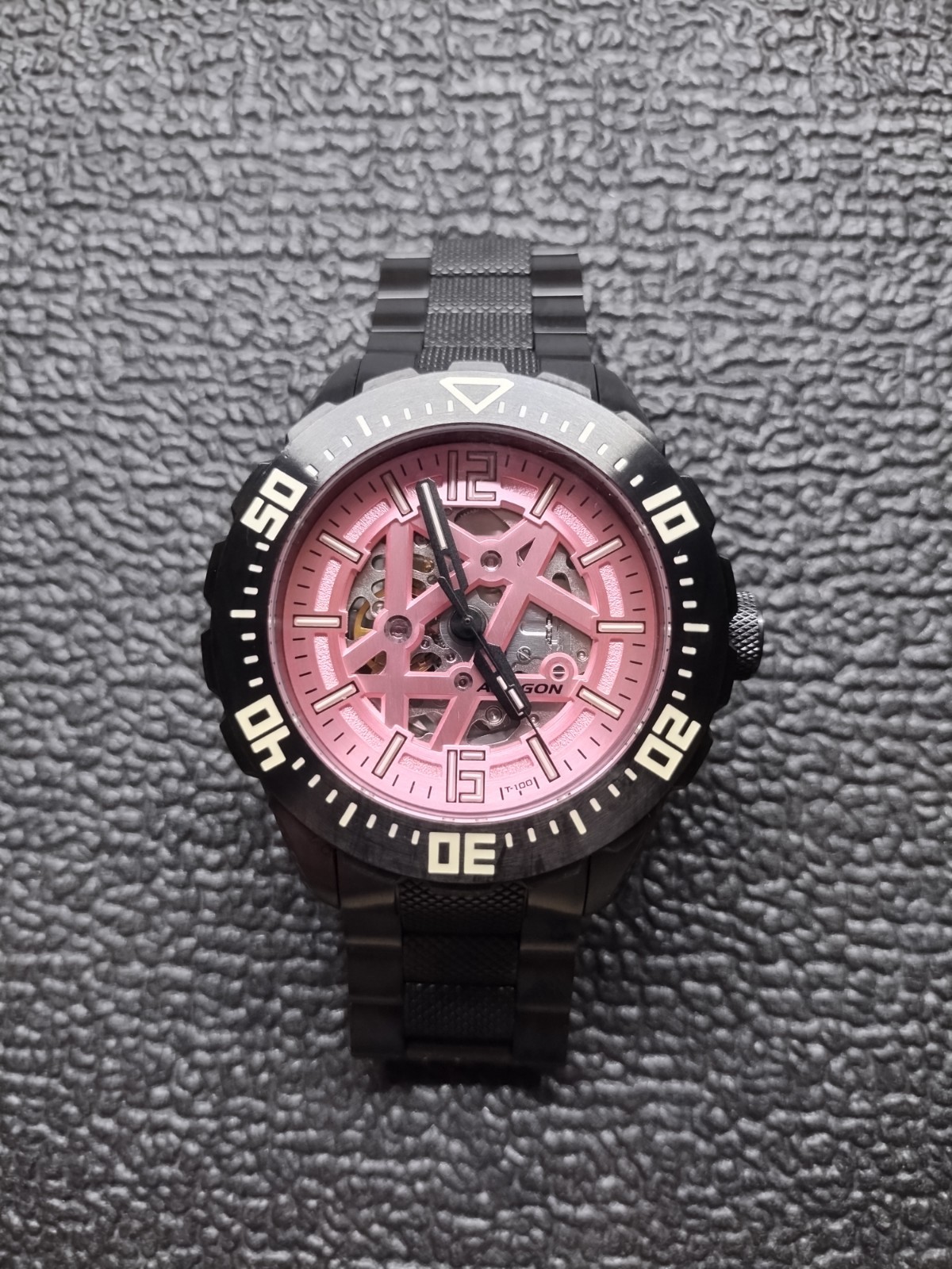 ARAGON Regeneron T100 Pink Limited Skeletonized Dial 50mm. Ships from USA