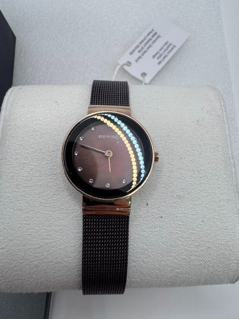 Bering Classic 10124-265 Brown MOP Dial Rose Gold Tone Bracelet Women’s Watch