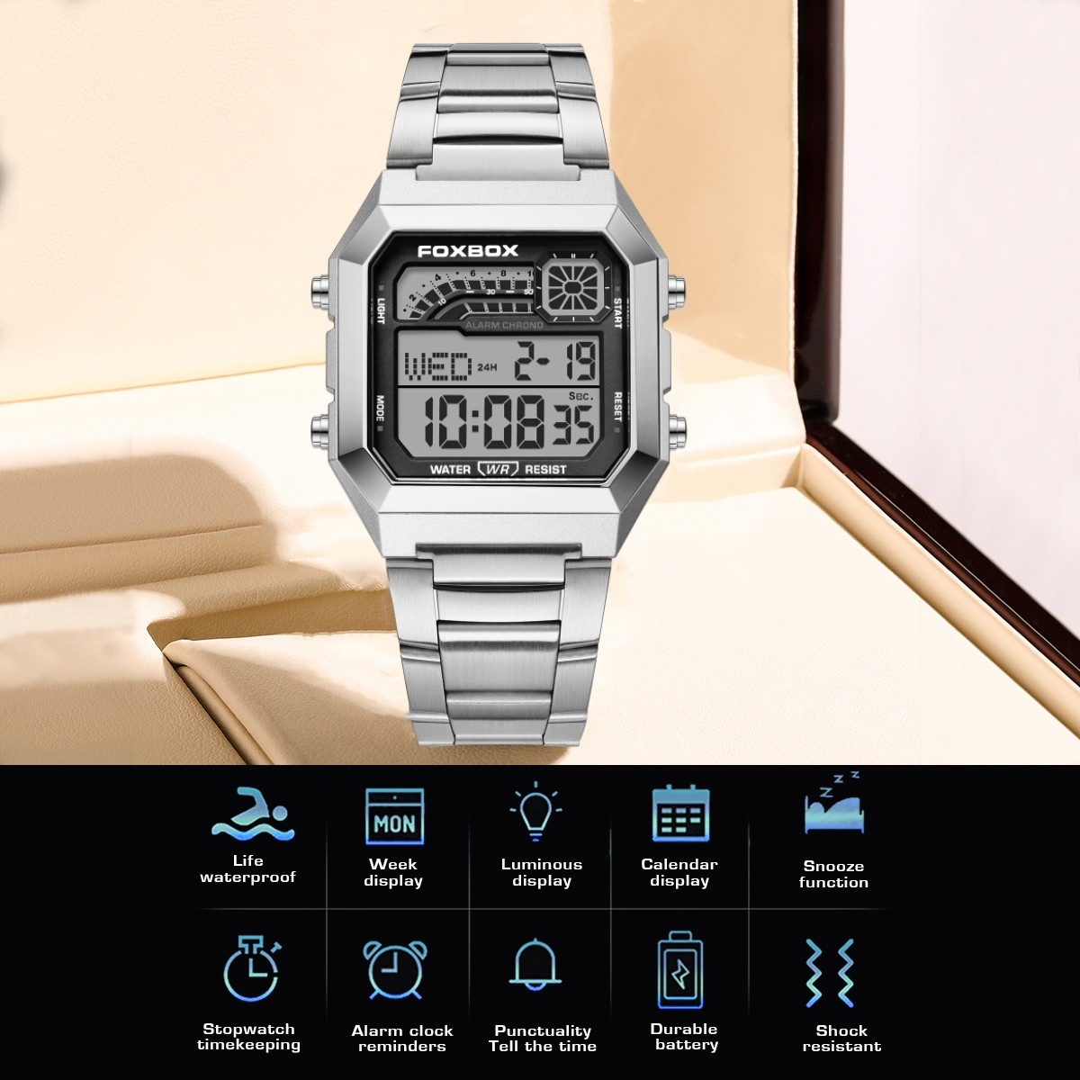 Luxury Men Watch Quartz Digital Luminous Date Alarm Waterproof Man Wristwatch