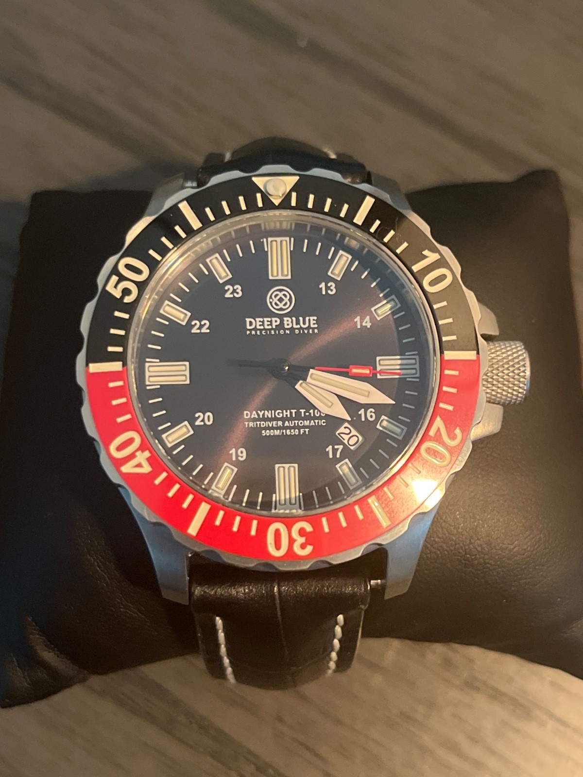Deep Blue Men’s Black Watch – New-Box & Papers