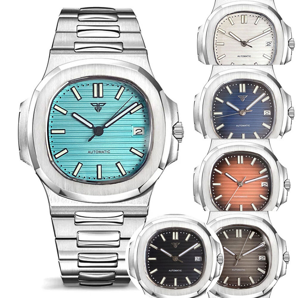 40mm Square Tandorio Black White Blue Dial NH35A GMT Automatic Mens Watch