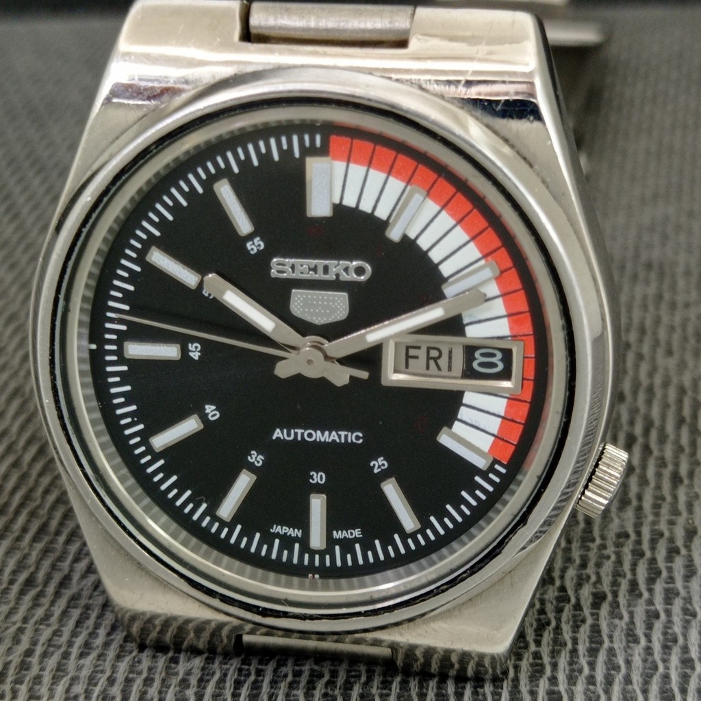 GENUINE VINTAGE SEIKO 5 AUTOMATIC 7009A JAPAN MENS BLACK DIAL WATCH a2806-U