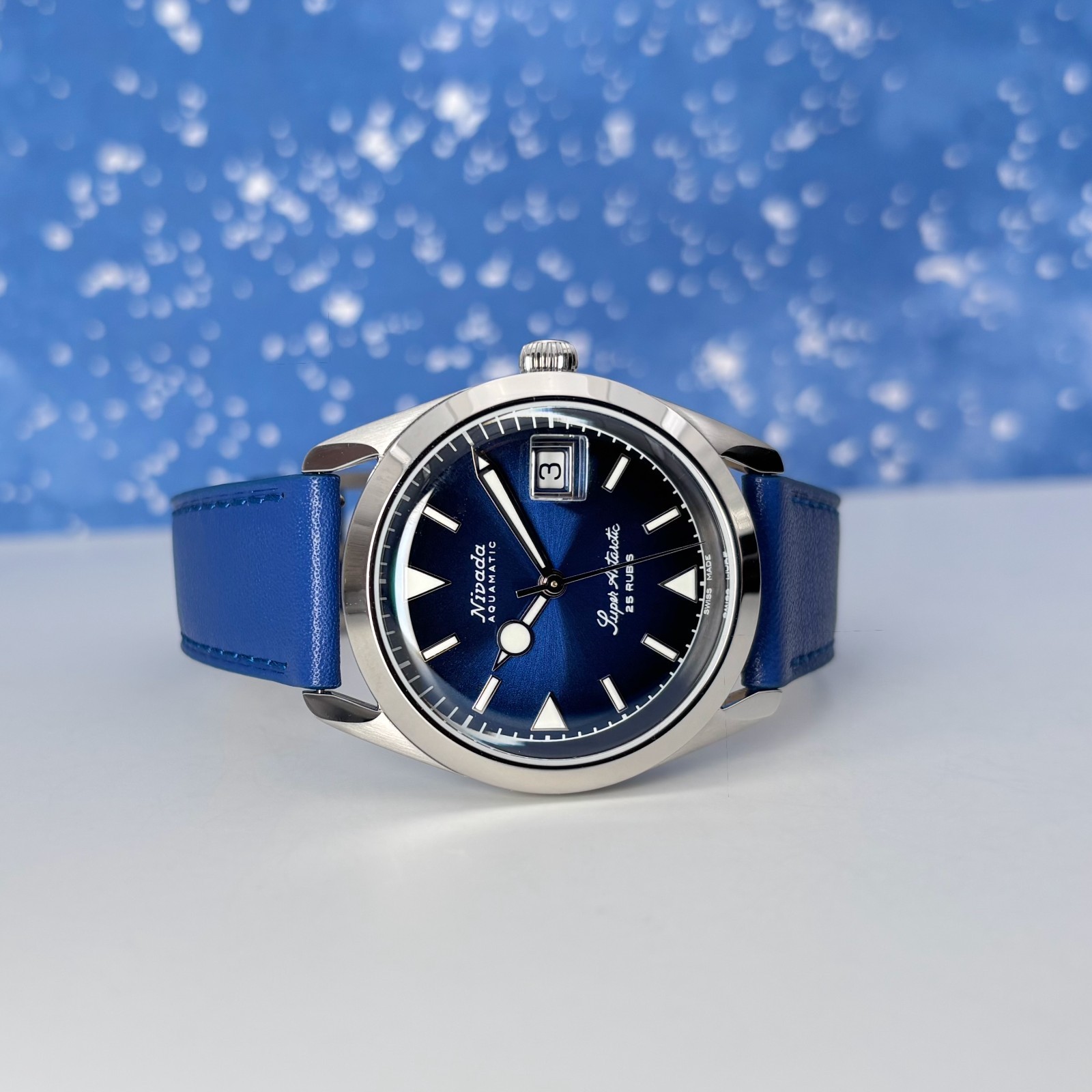 2026 Nivada Grenchen Super Antarctic Date 38mm 32076A49 – Blue Dial