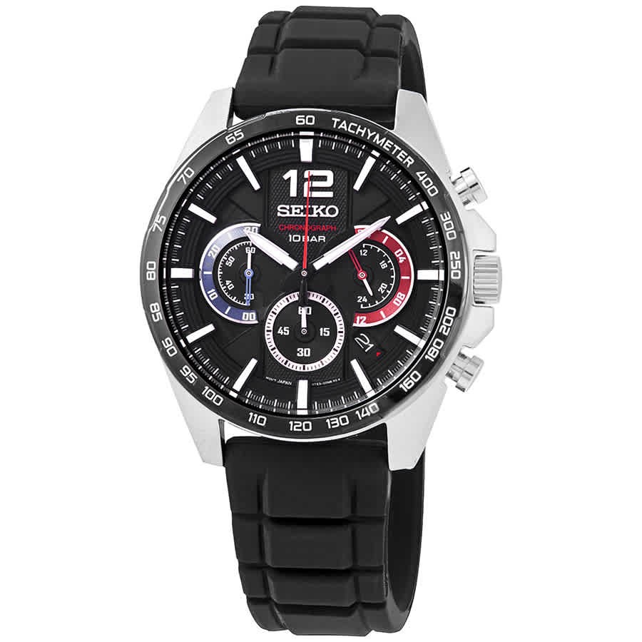 Seiko Essentials Chronograph Quartz Black Dial Men’s Watch SSB347