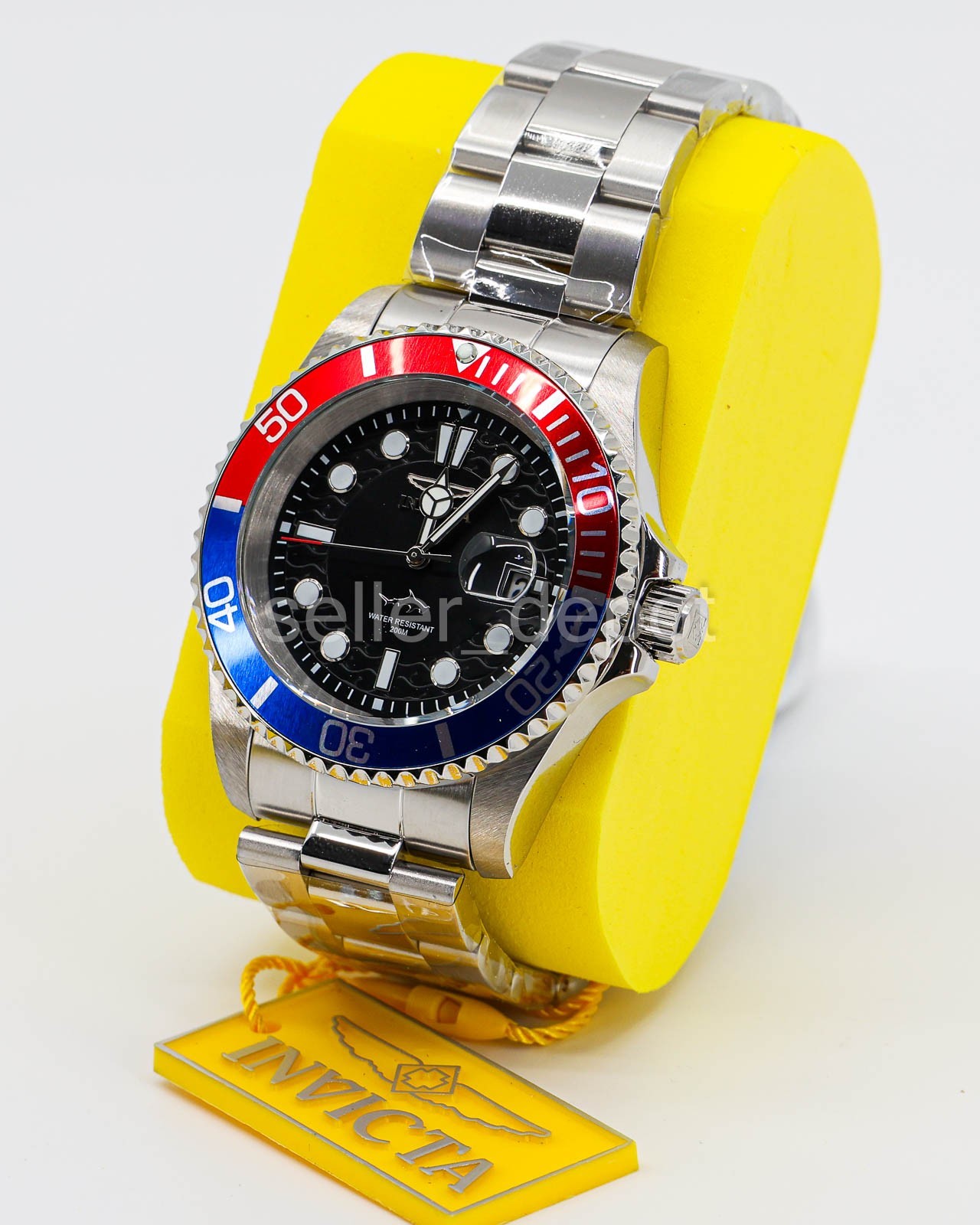 Invicta 50832 Pro Diver Men’s Quartz Watch 42mm Black Dial Pepsi Bezel NEW