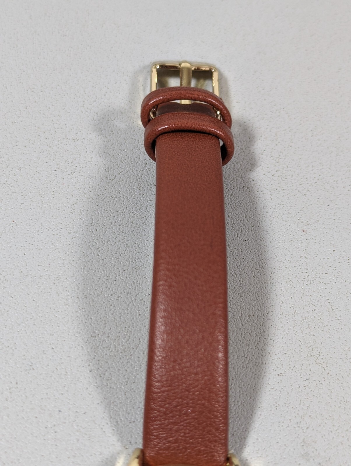 Bay Studio Brown Red Dial Gold Tone Case Brown Faux Leather Band Watch 8 Inch